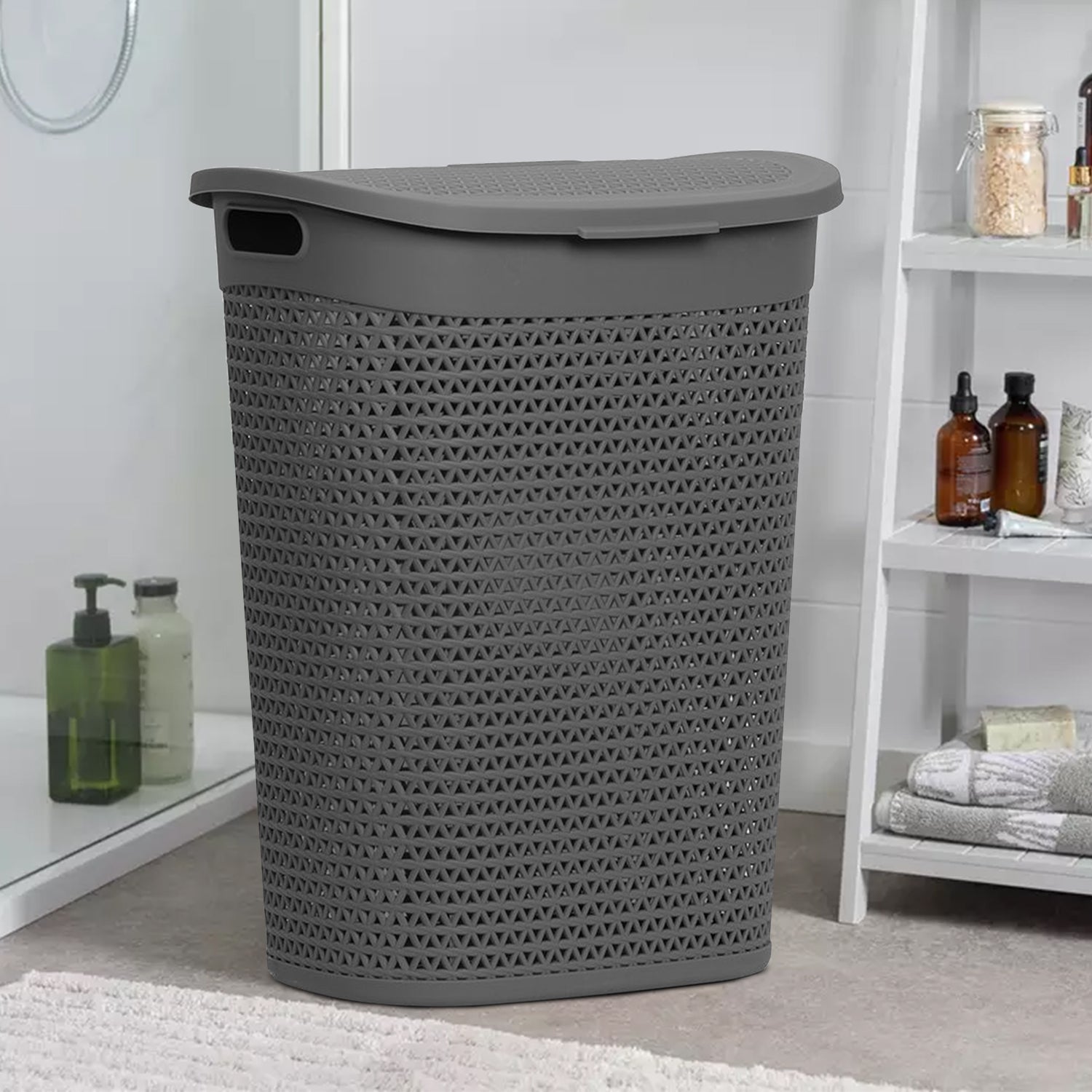 60 Litre Laundry Storage Basket with Lid & Handles