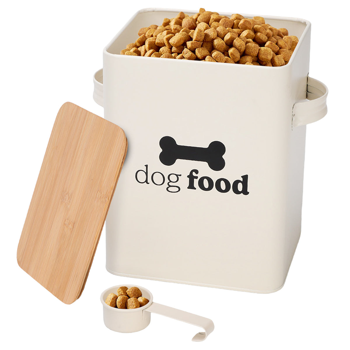 Set of 2 Dog Food Storage Tins with Scoop