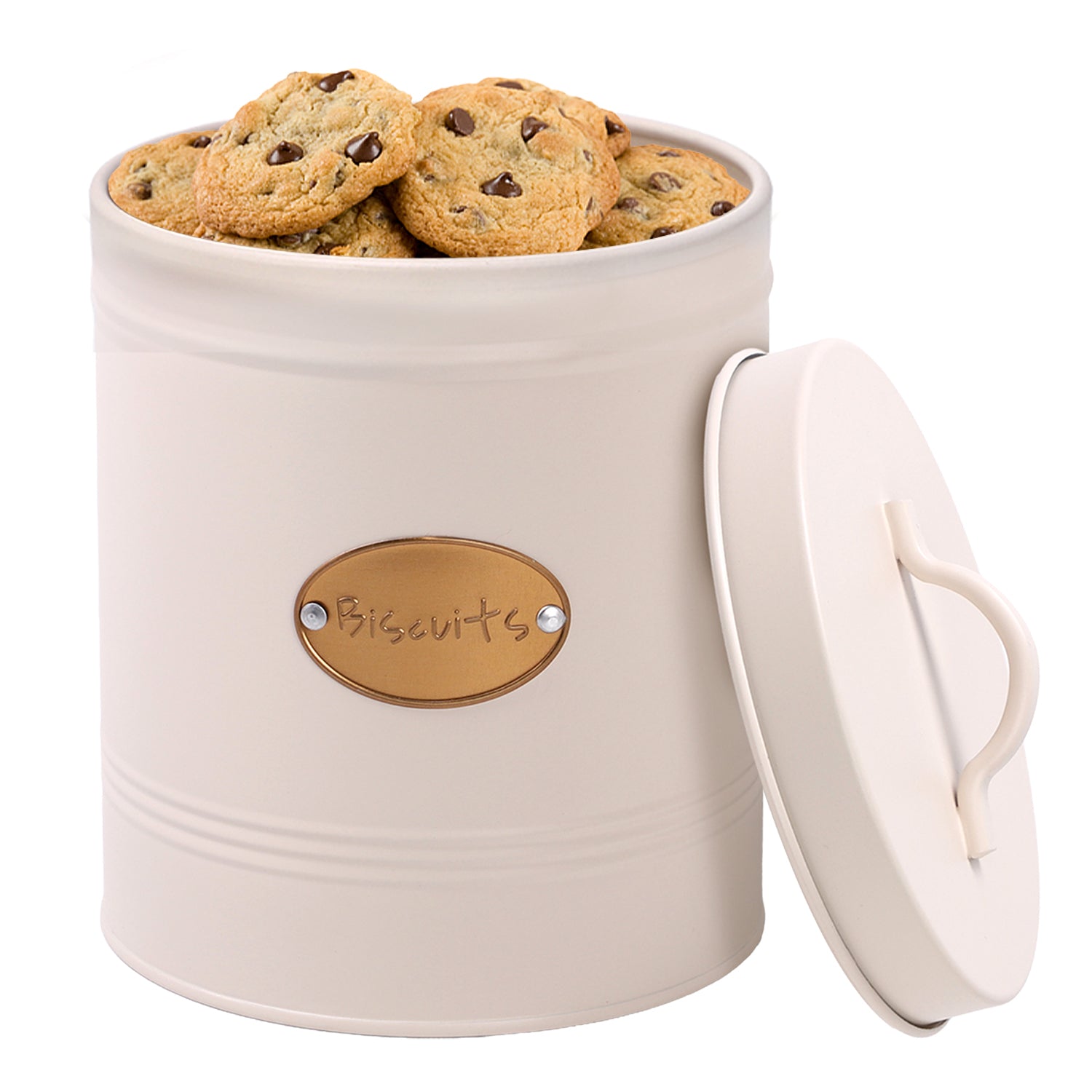 Cream Round Biscuit Canister