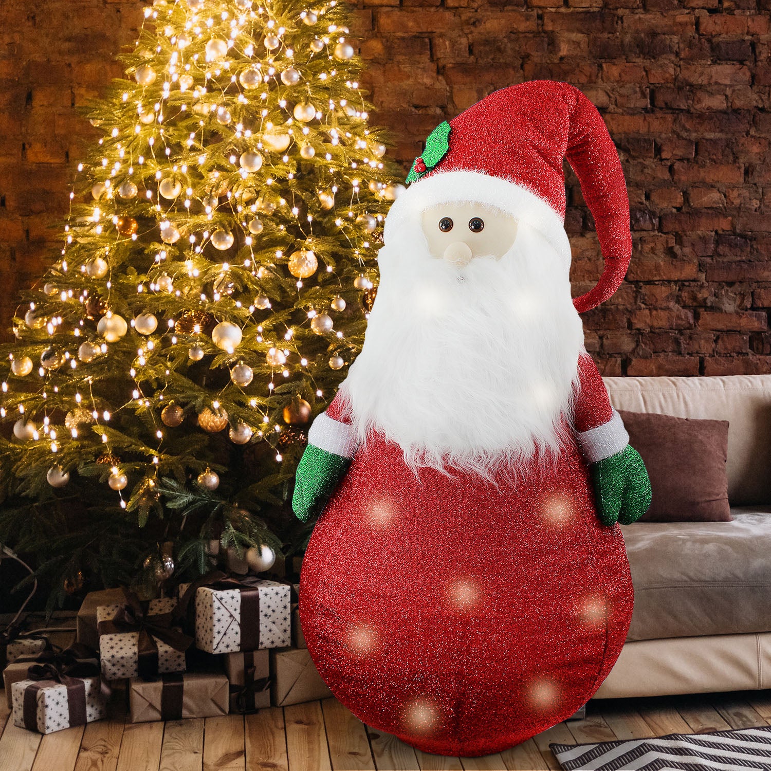 10 LED 140cm Standing Santa Decoration