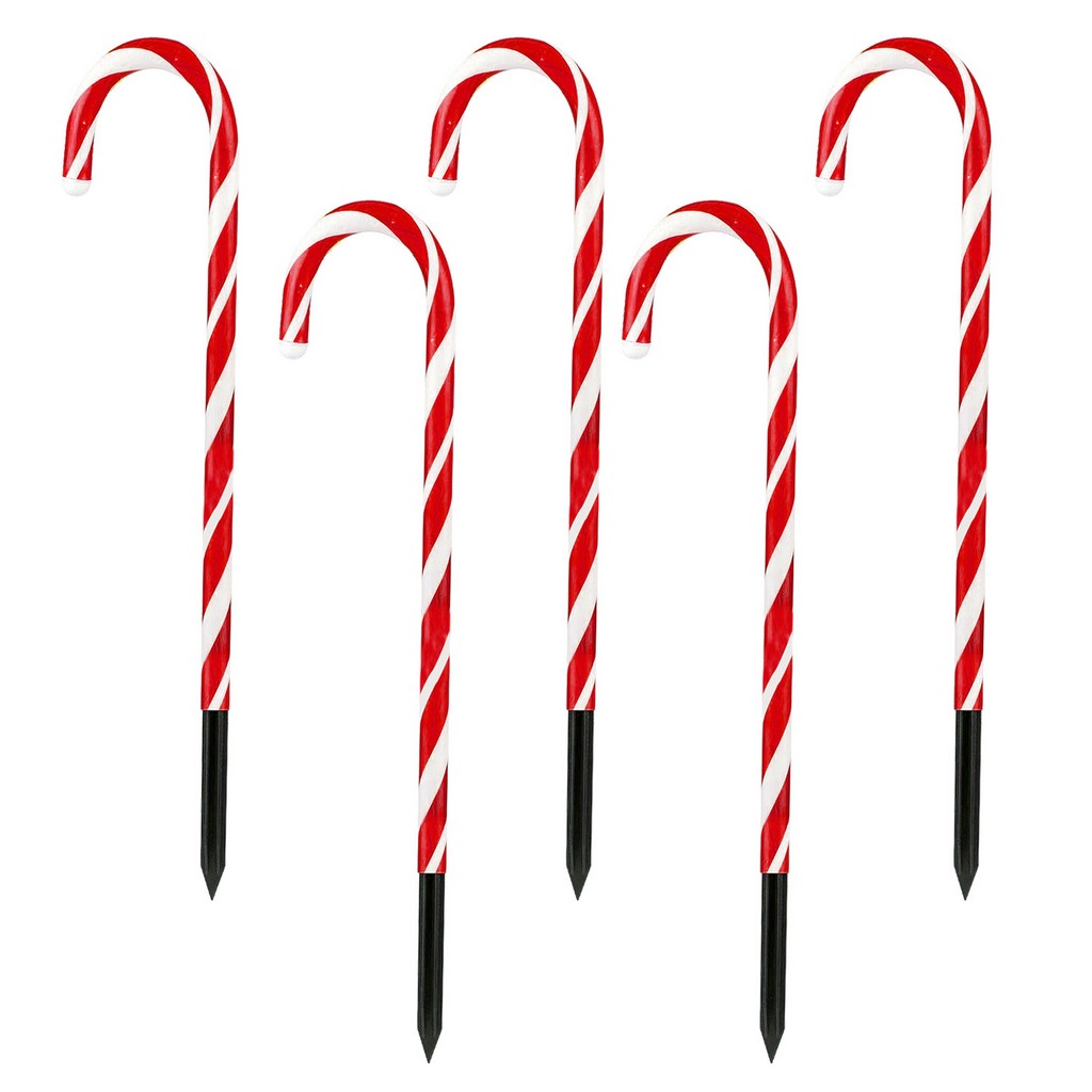 5PC LED Light-Up Candy Cane Ground Lamp Set