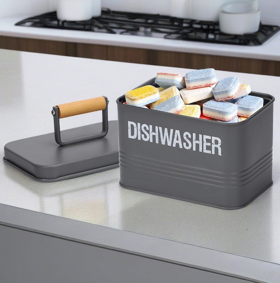 Grey Dishwasher Tablet Storage Tin