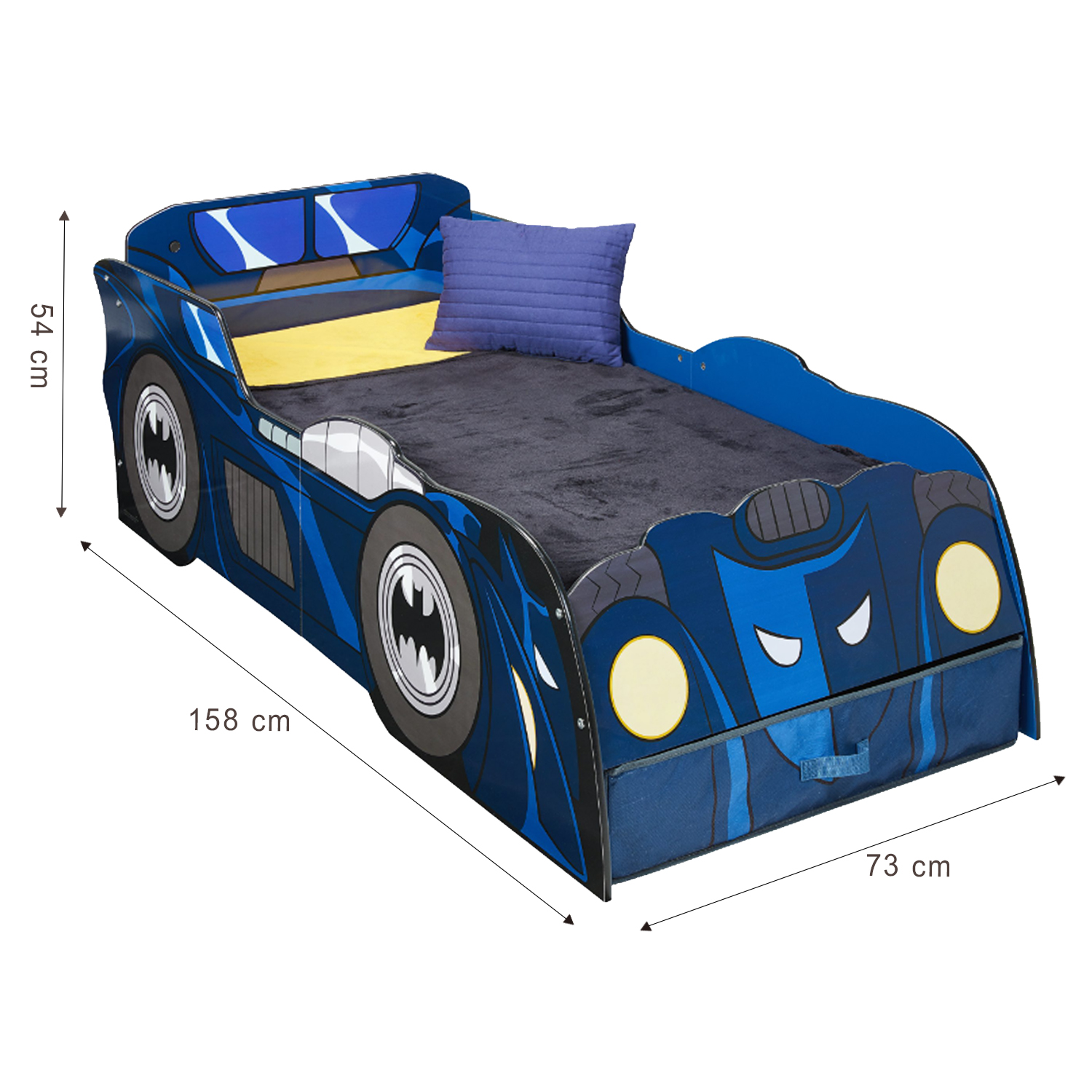 Batman Batmobile Toddler Bed Car with Storage Drawer & LED Light Strip