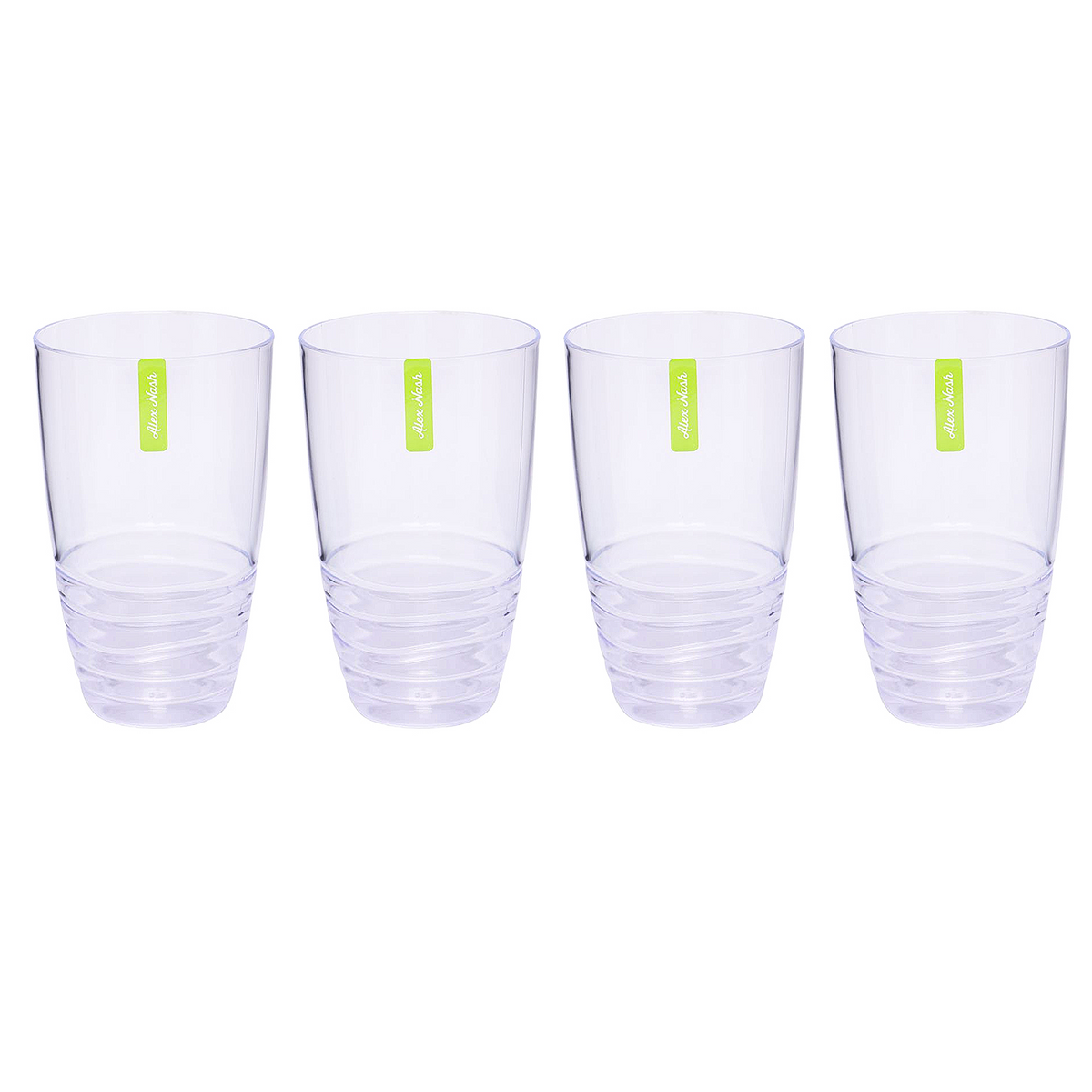 Pack of 4 Clear Swirl Plastic Drinking Tumblers