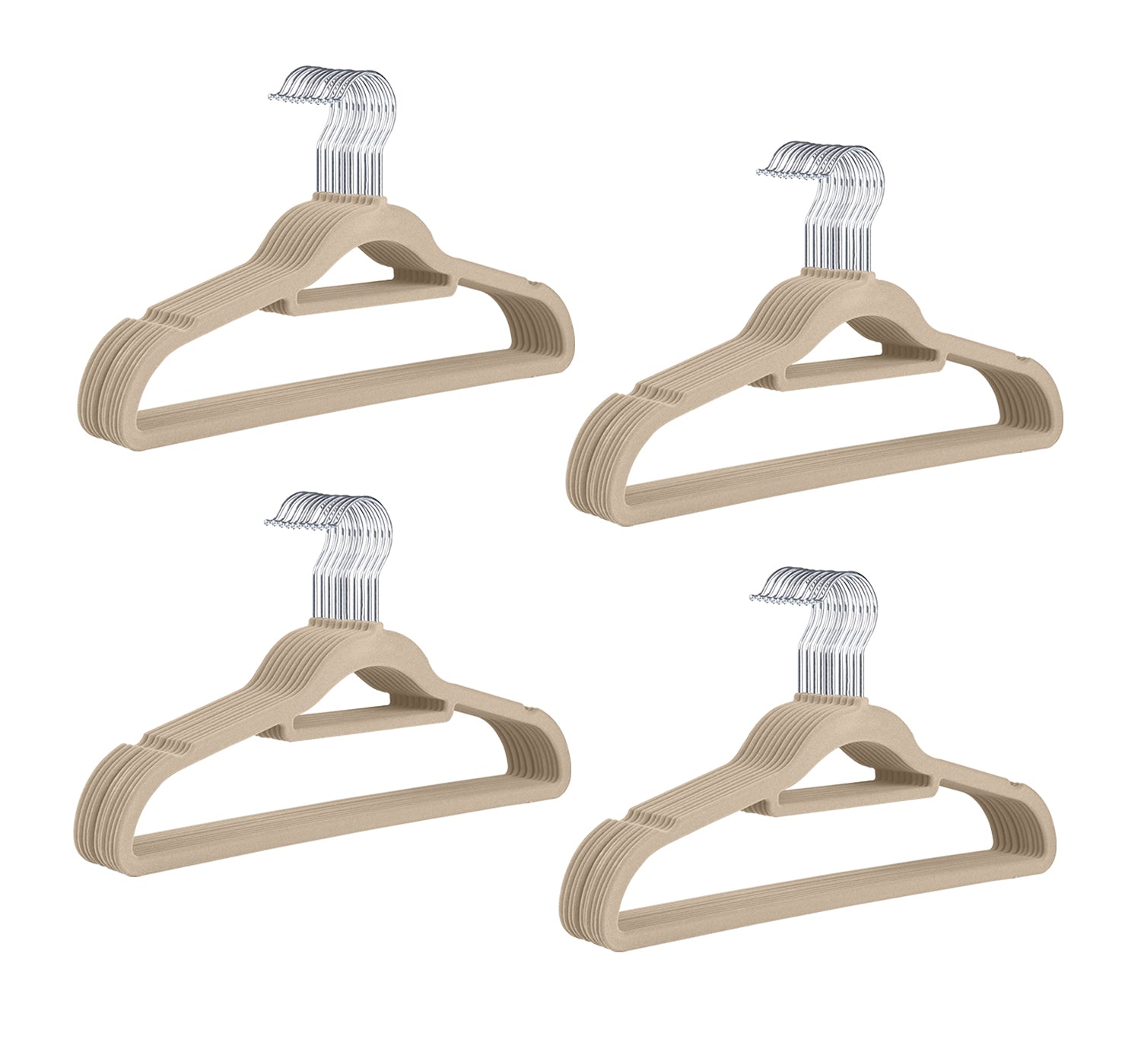 Pack of 40 Beige Luxury Non Slip Flocked Velvet Hangers