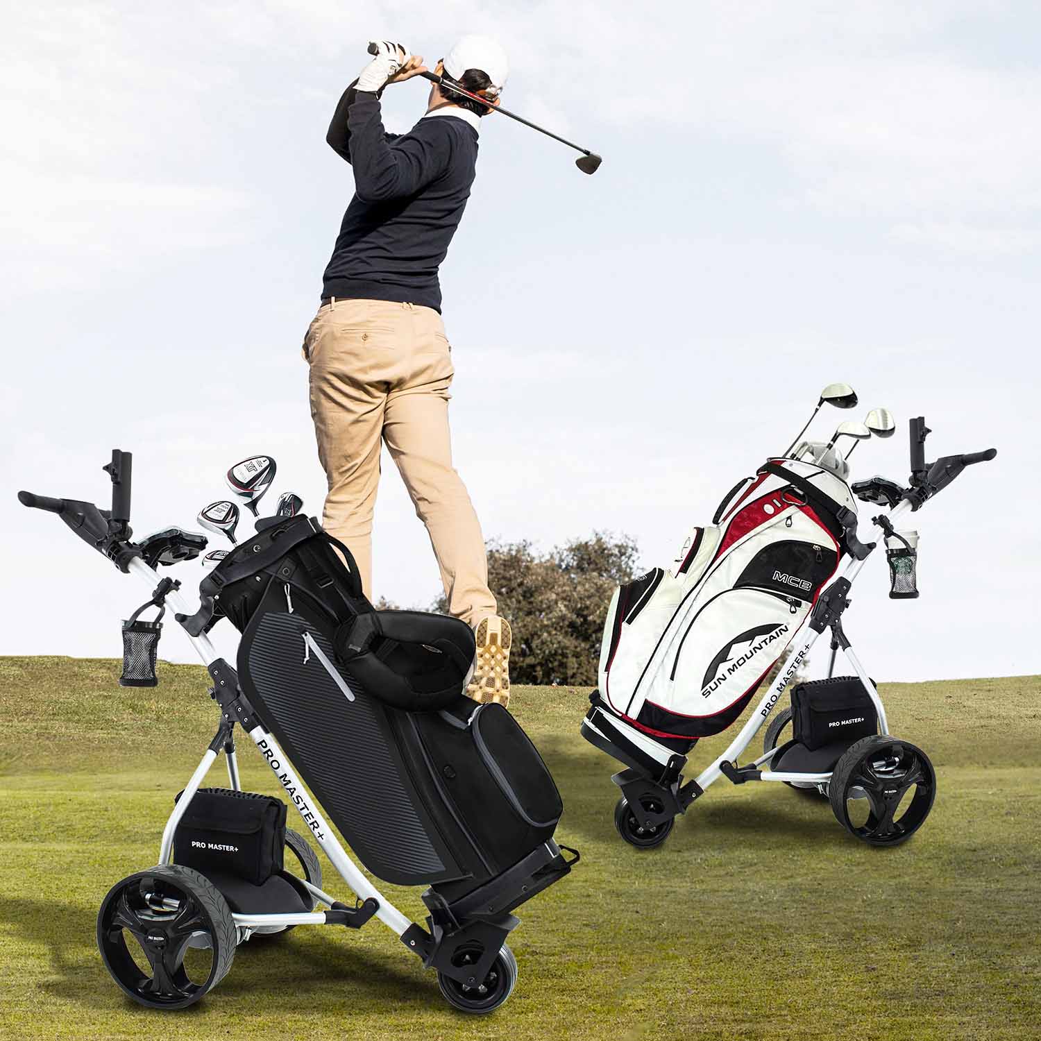 Electric Golf Trolley by Promaster Plus - Complete With 36 Hole Battery