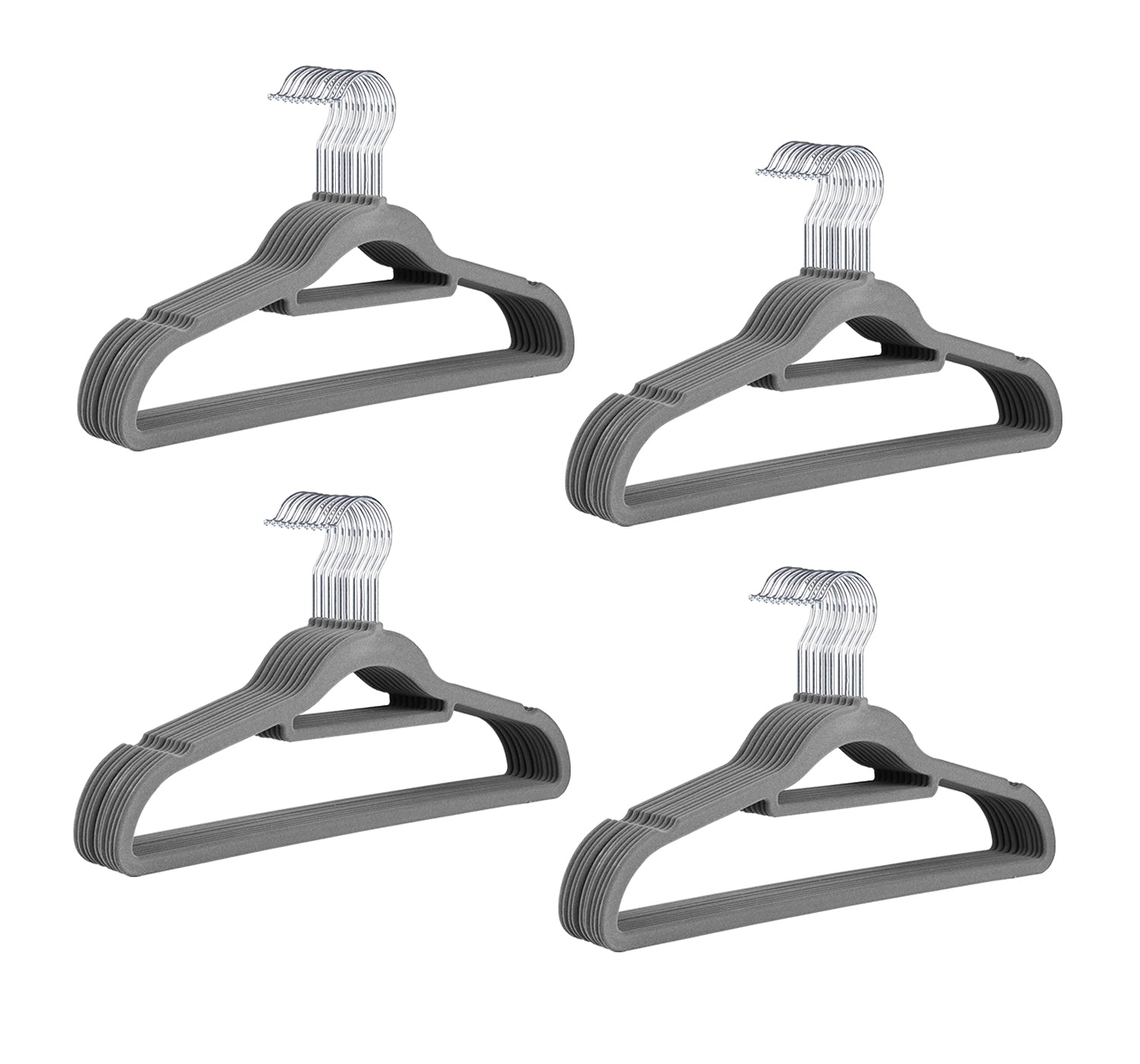 Pack of 40 Grey Luxury Non Slip Flocked Velvet Hangers