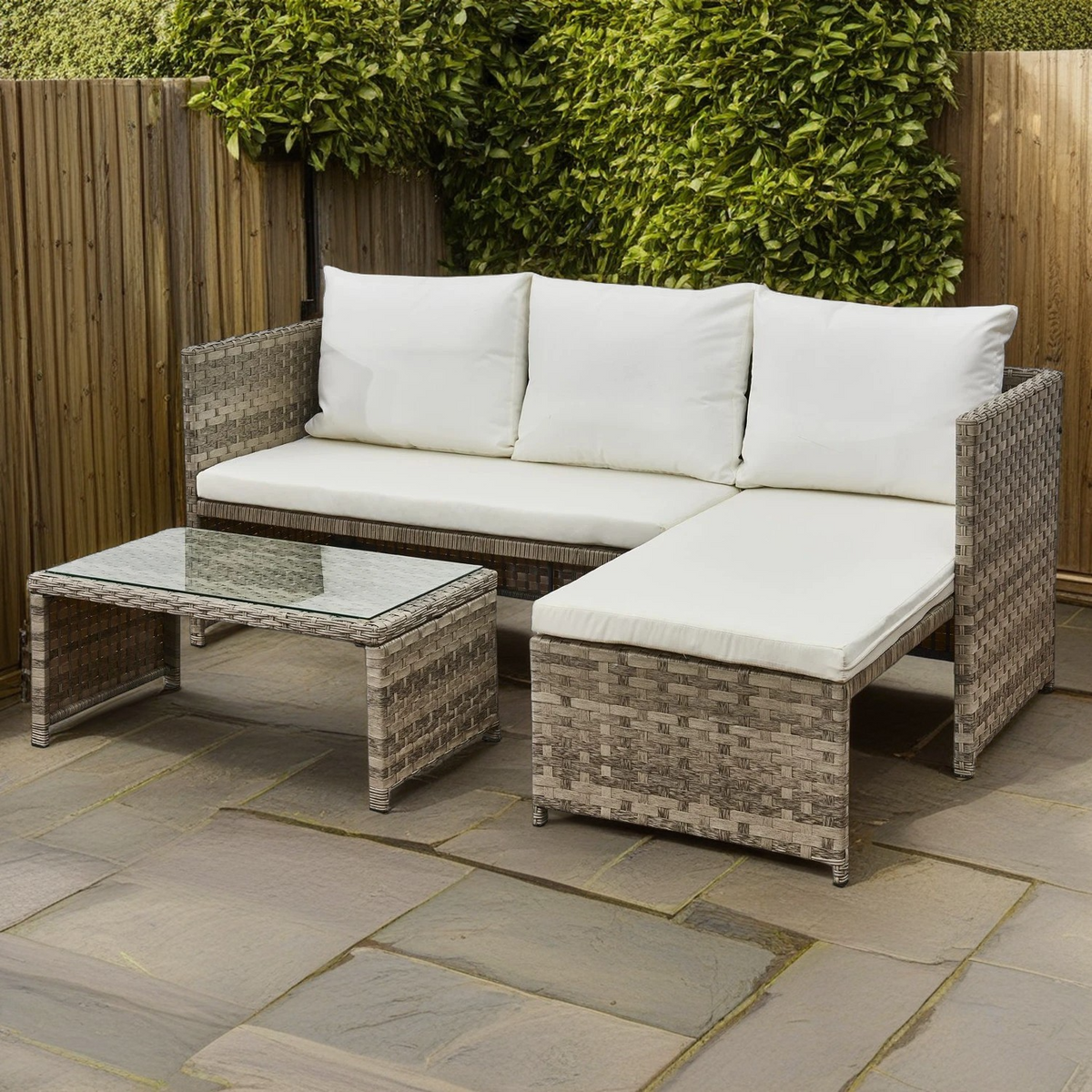 Florence Beige & Cream Outdoor Corner Sofa Set with Table