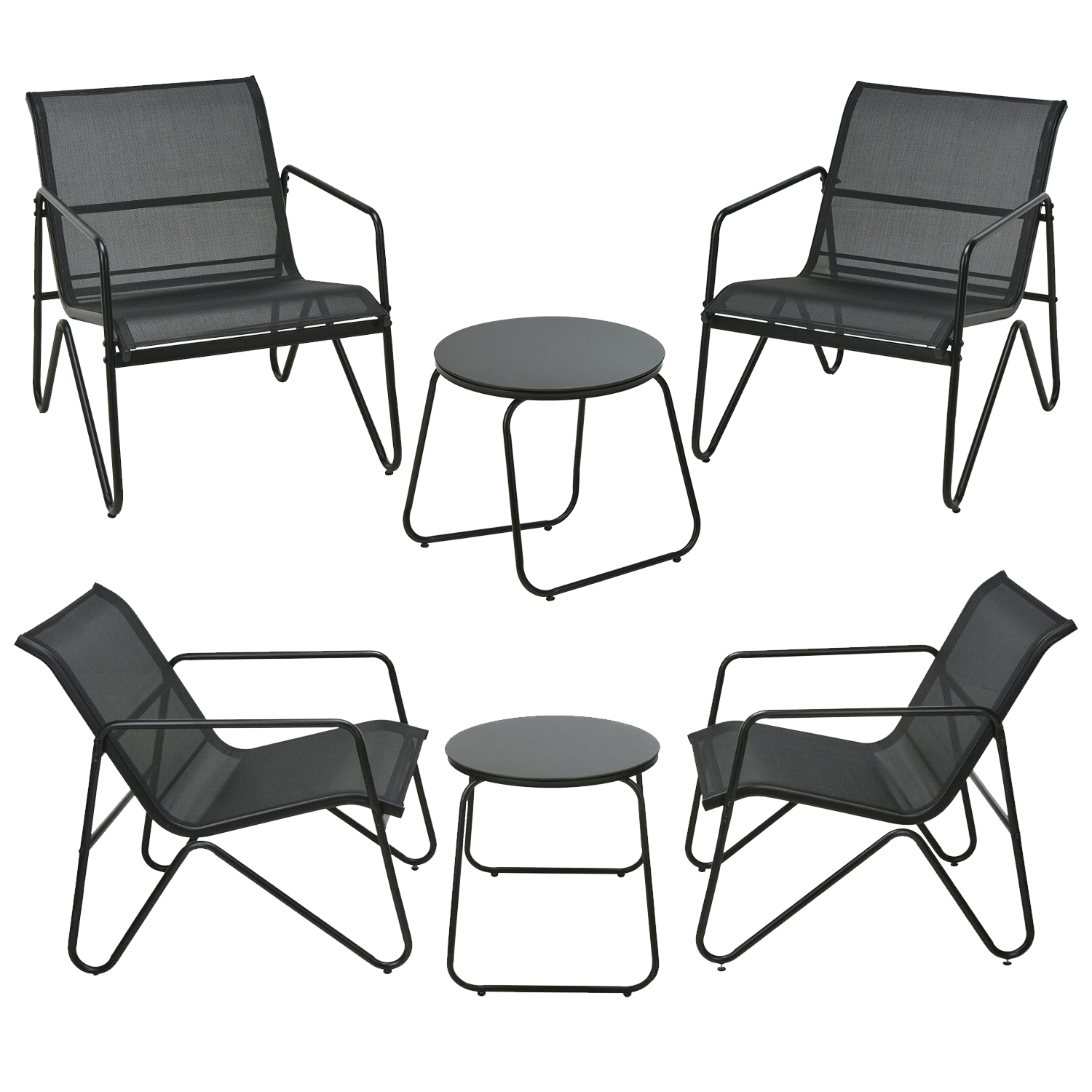 3 Piece Black Garden Furniture Lounge Set