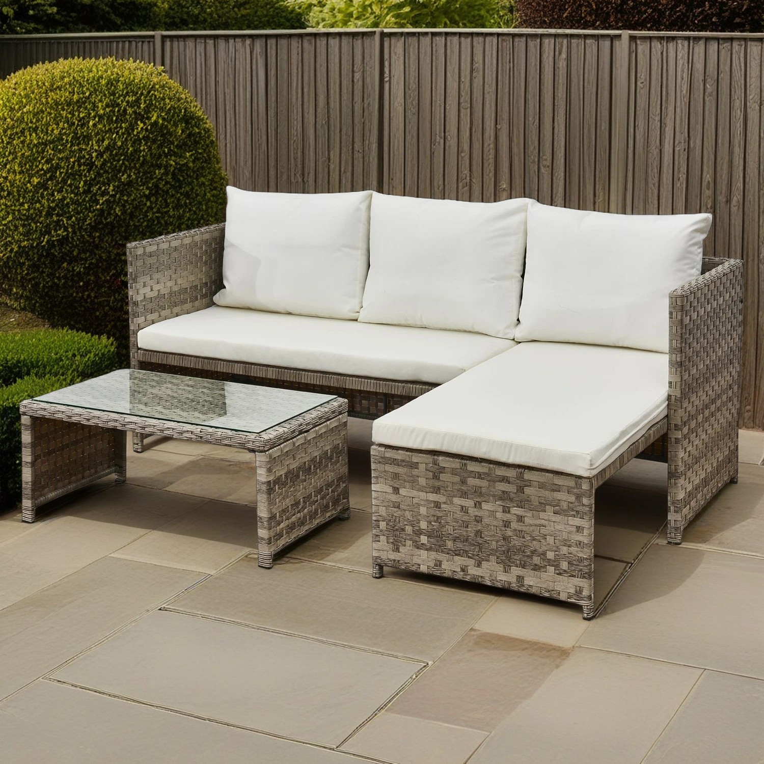 Florence Beige & Cream Outdoor Corner Sofa Set with Table