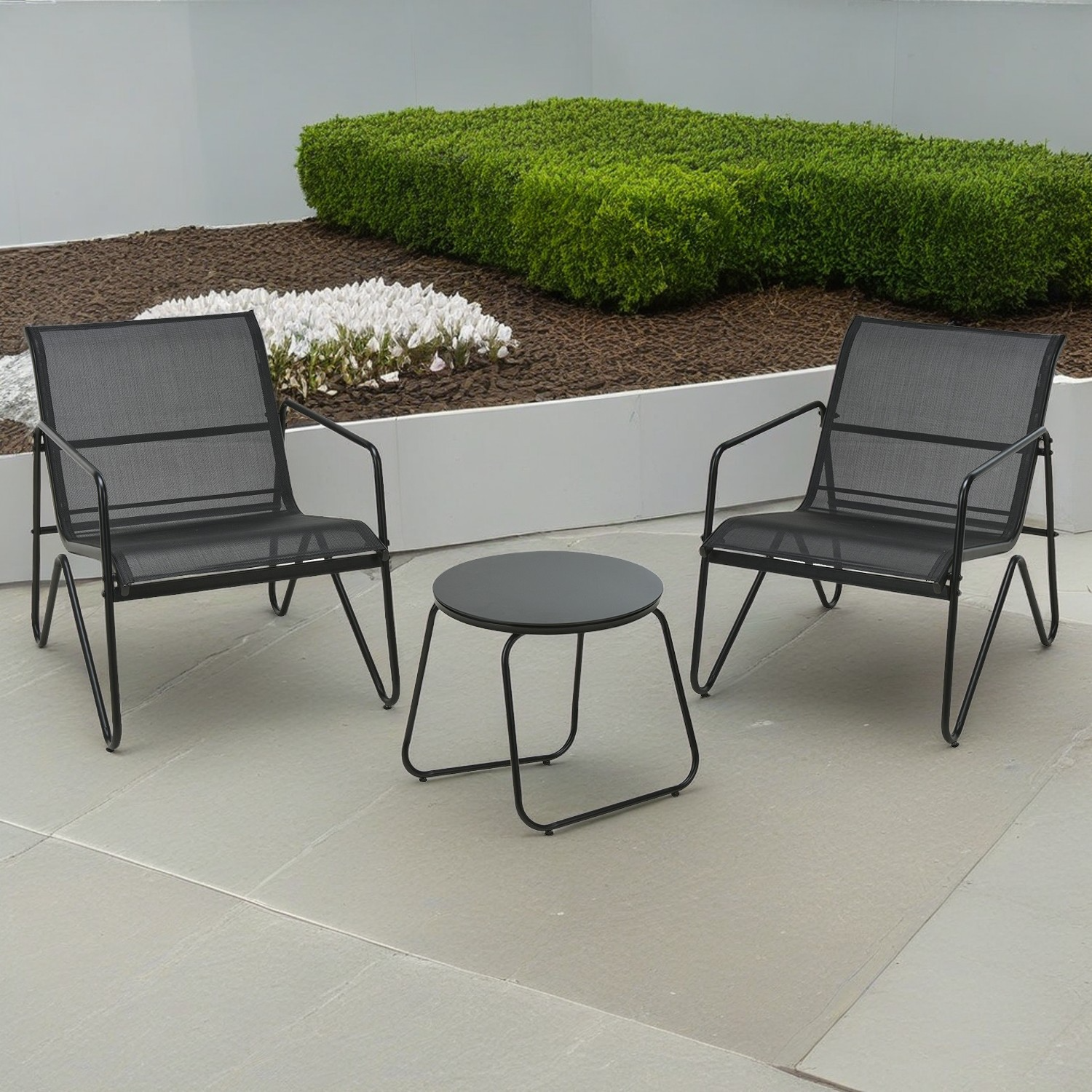 3 Piece Black Garden Furniture Lounge Set