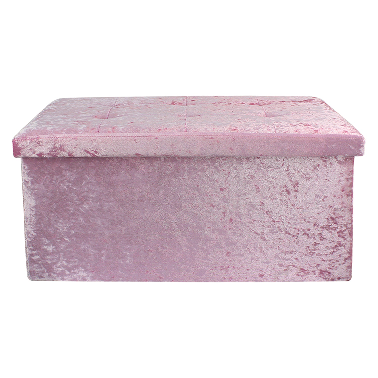 Large Pink Double Crushed Velvet Storage Ottoman