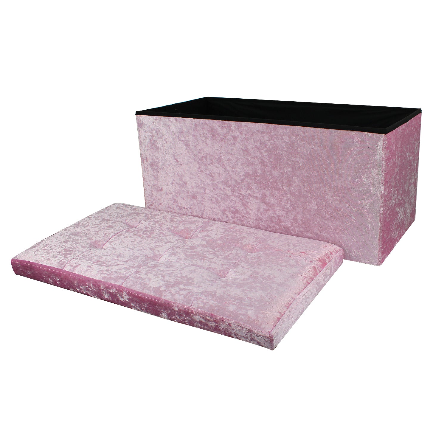 Large Pink Double Crushed Velvet Storage Ottoman