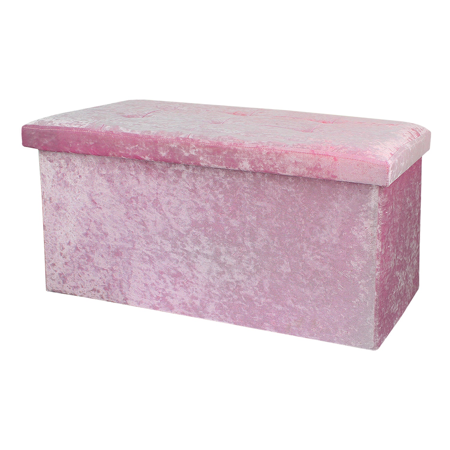 Large Pink Double Crushed Velvet Storage Ottoman