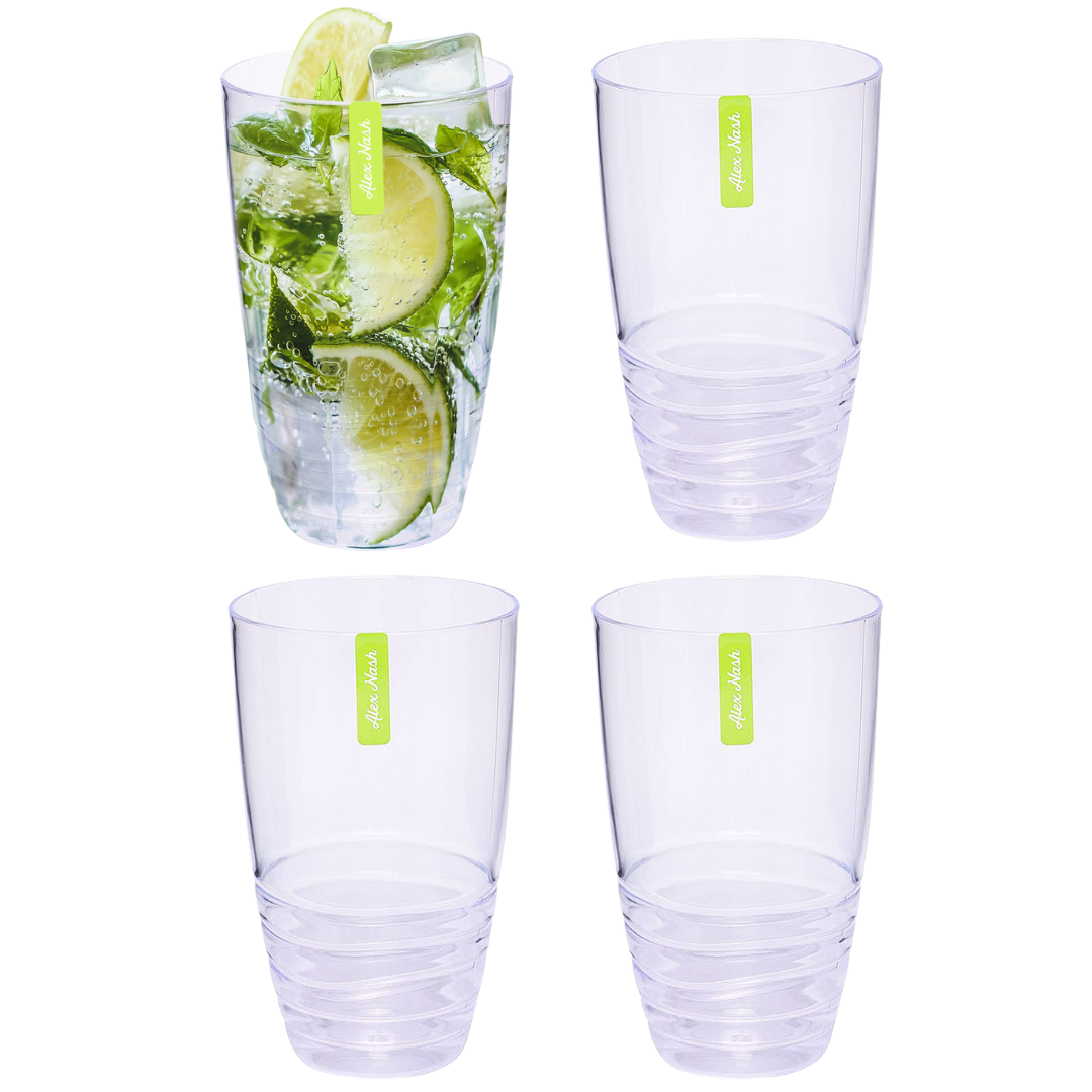 Pack of 4 Clear Swirl Plastic Drinking Tumblers