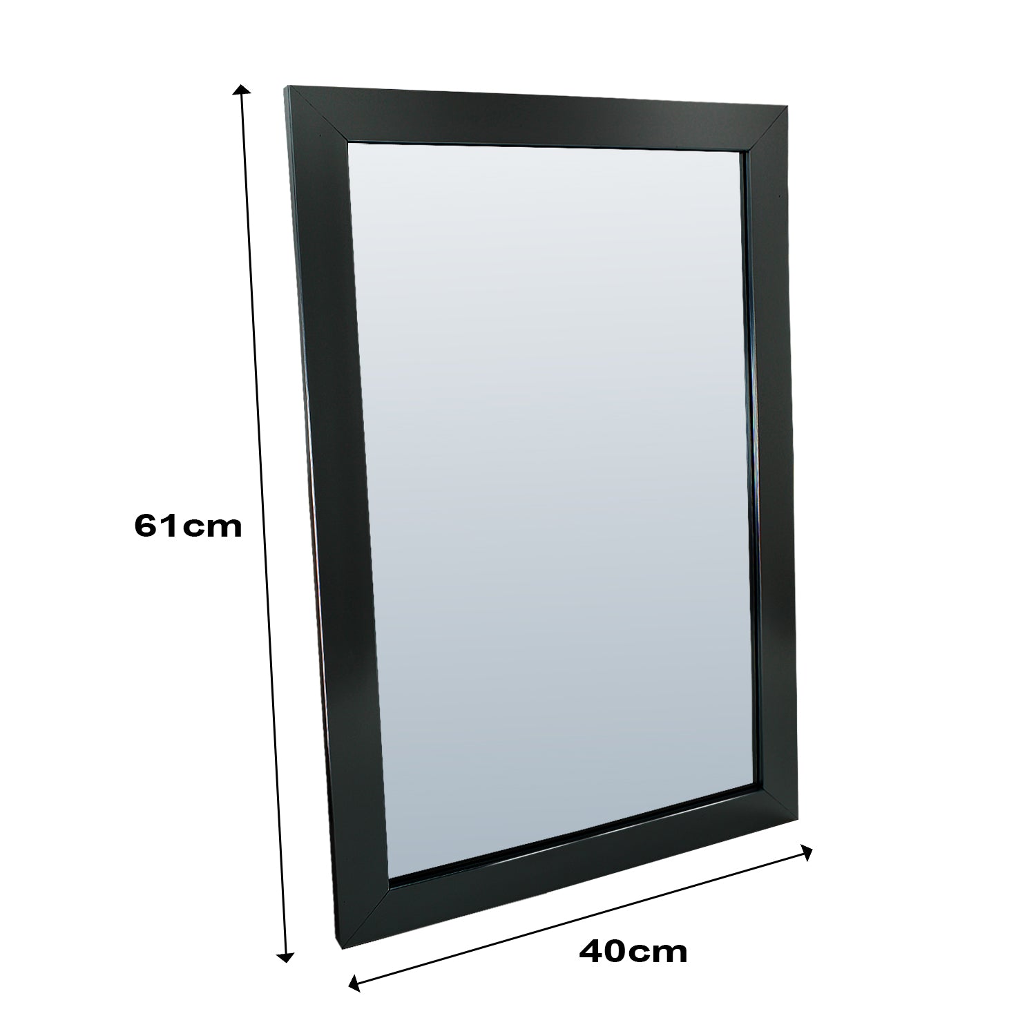 Black Wall Mounted Framed Mirror - 40cm x 61cm