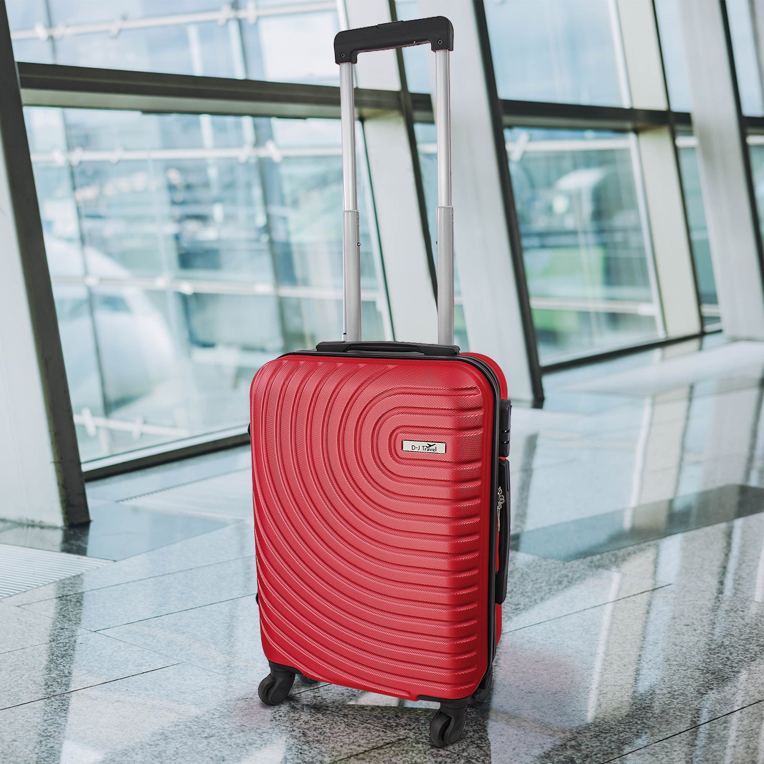 20" Red 4 Wheel Hard Shell Cabin Size Suitcase