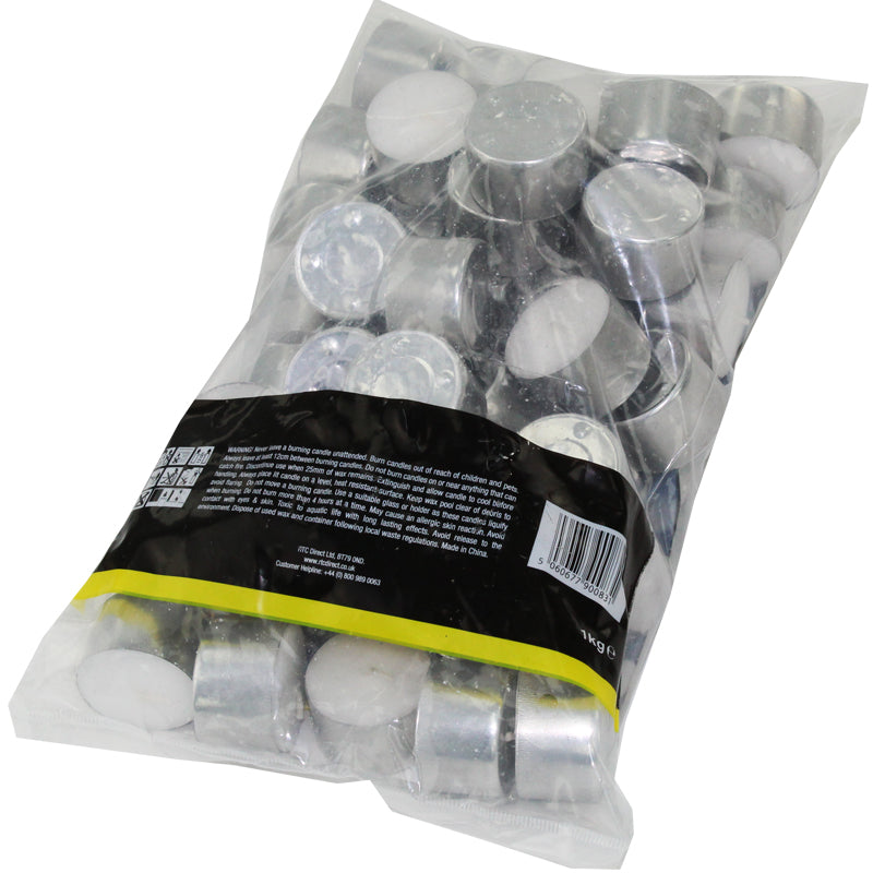 50 or 100 Unscented White Tealights - 8 Hour Burn Time