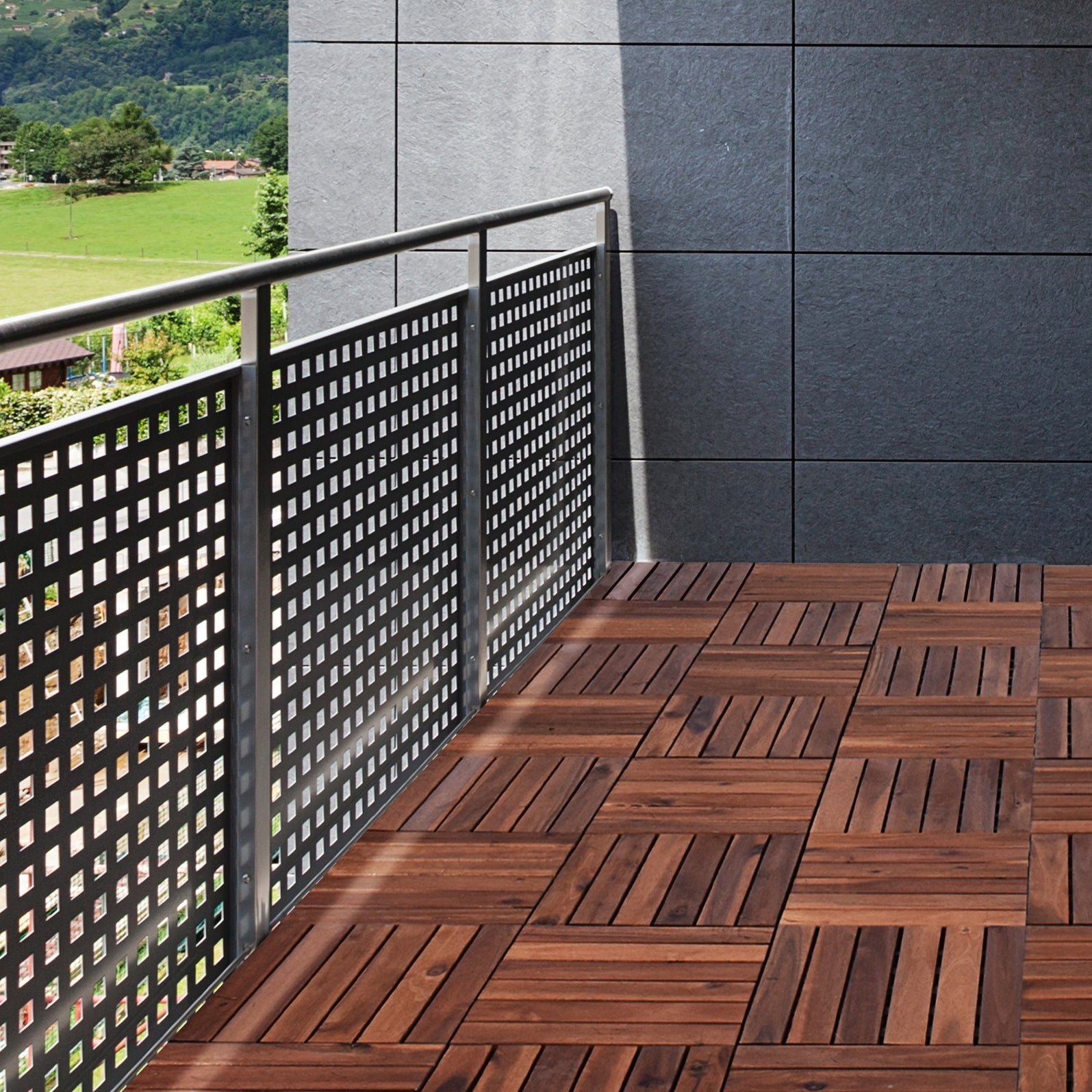 Acacia Wood Interlocking Vertical Decking Tiles - Choose Your Quantity