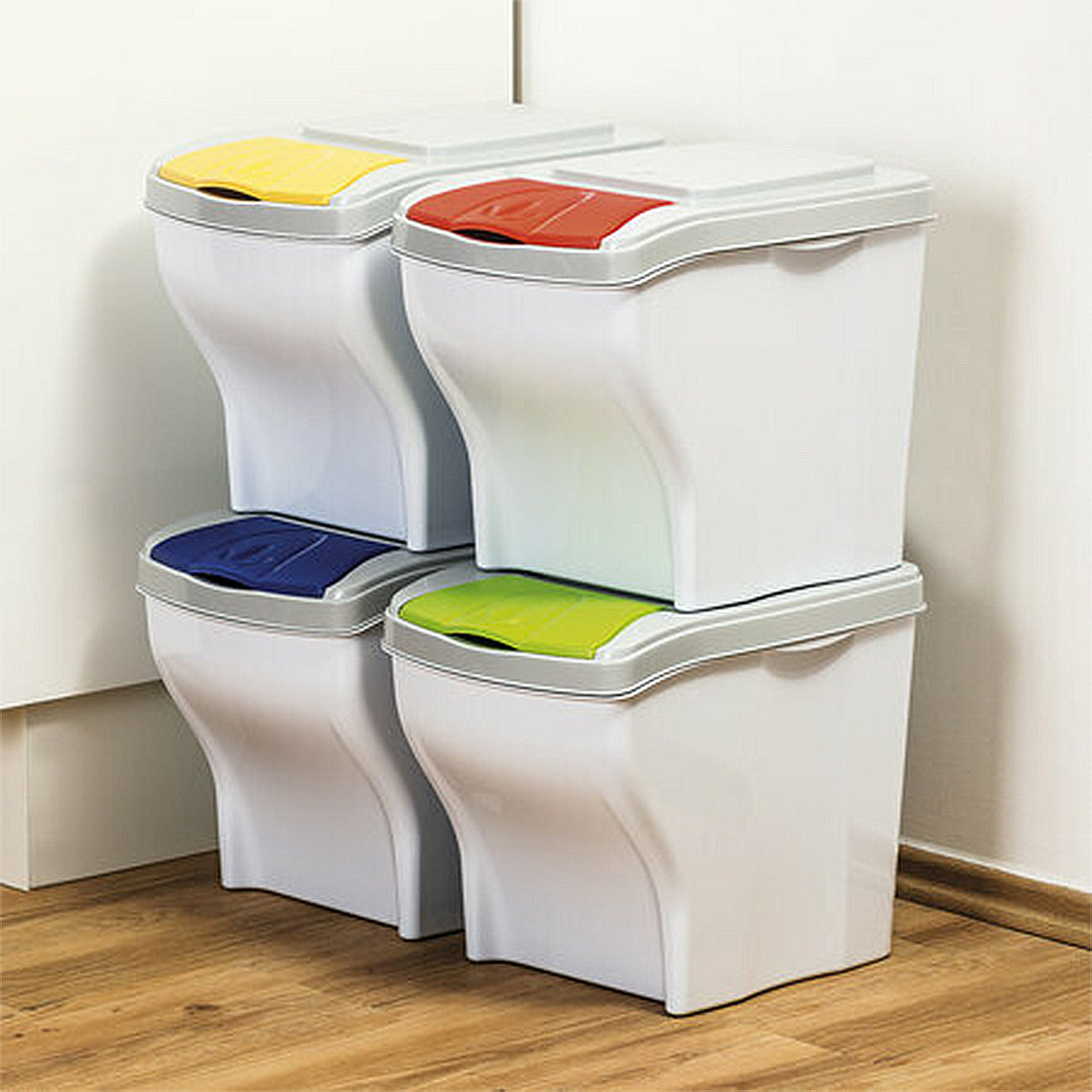 Set of 4 x 20 Litre Stackable Waste Recycling Bins