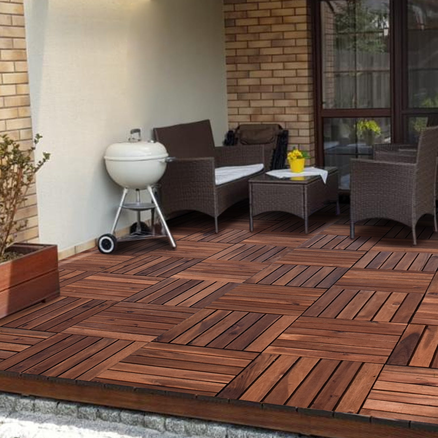 Acacia Wood Interlocking Vertical Decking Tiles - Choose Your Quantity