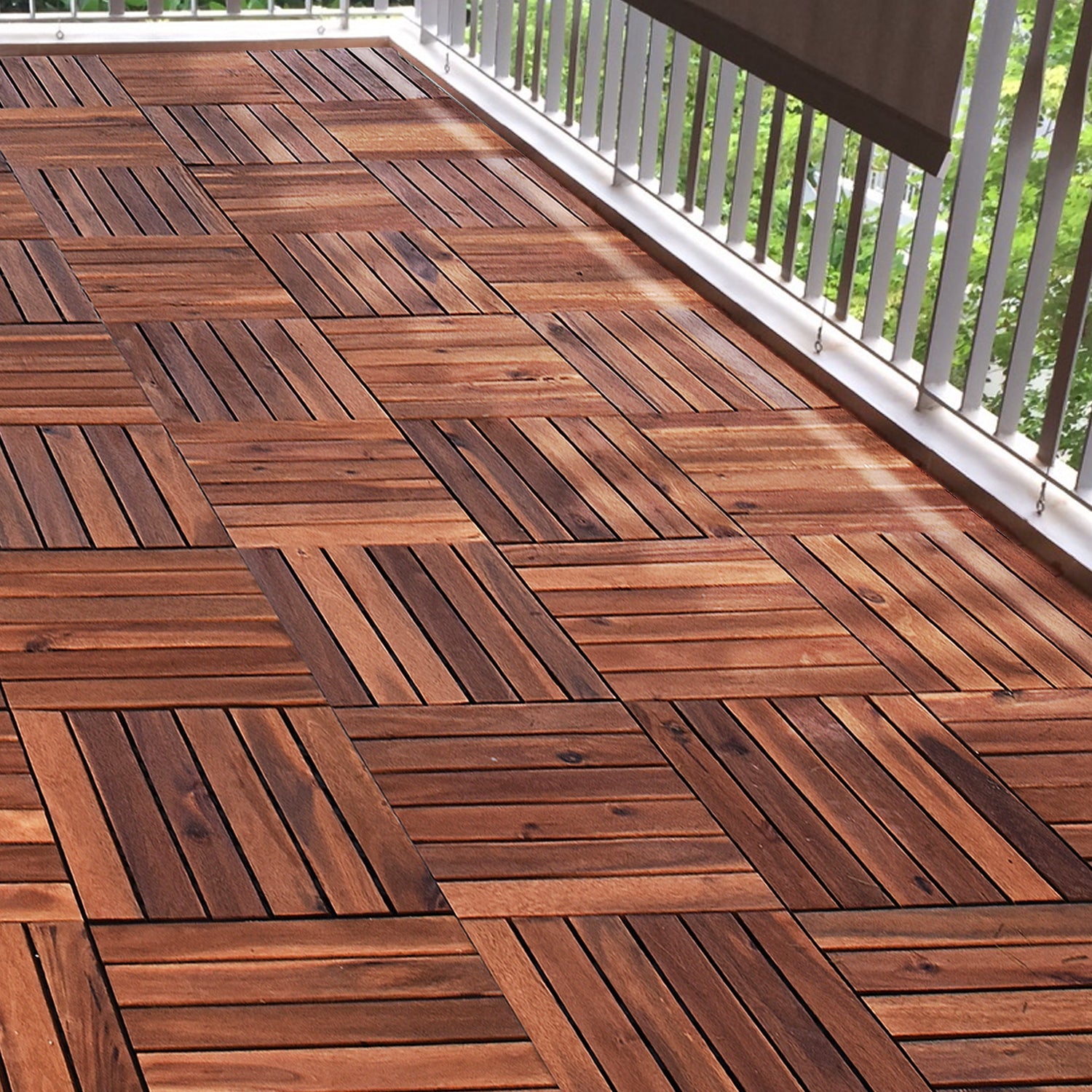 Acacia Wood Interlocking Vertical Decking Tiles - Choose Your Quantity