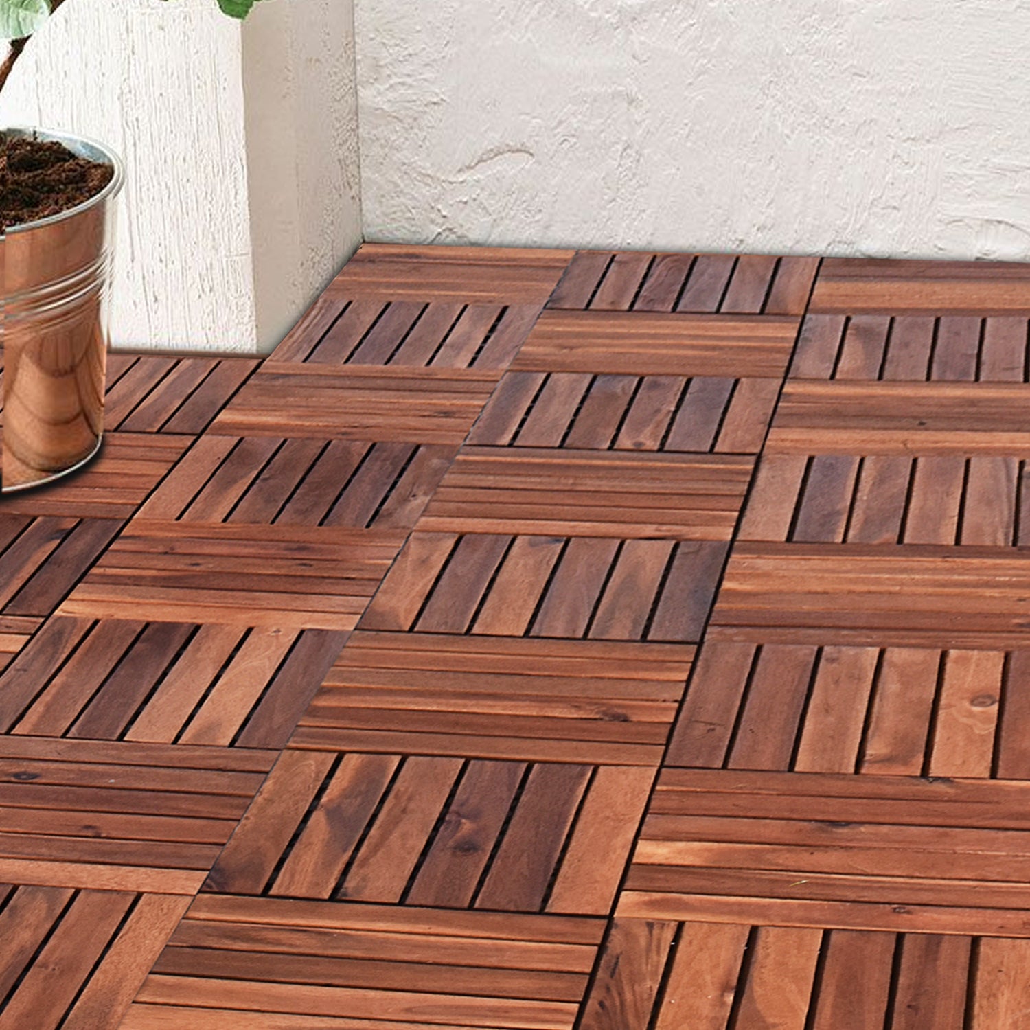 Acacia Wood Interlocking Vertical Decking Tiles - Choose Your Quantity