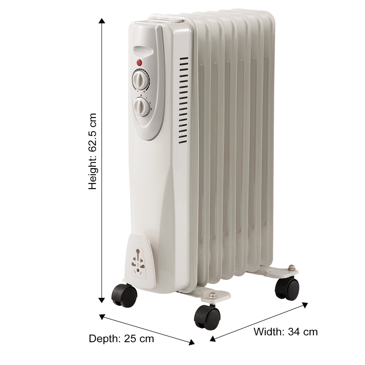 White 7 Fin 1500W Oil Filled Radiator