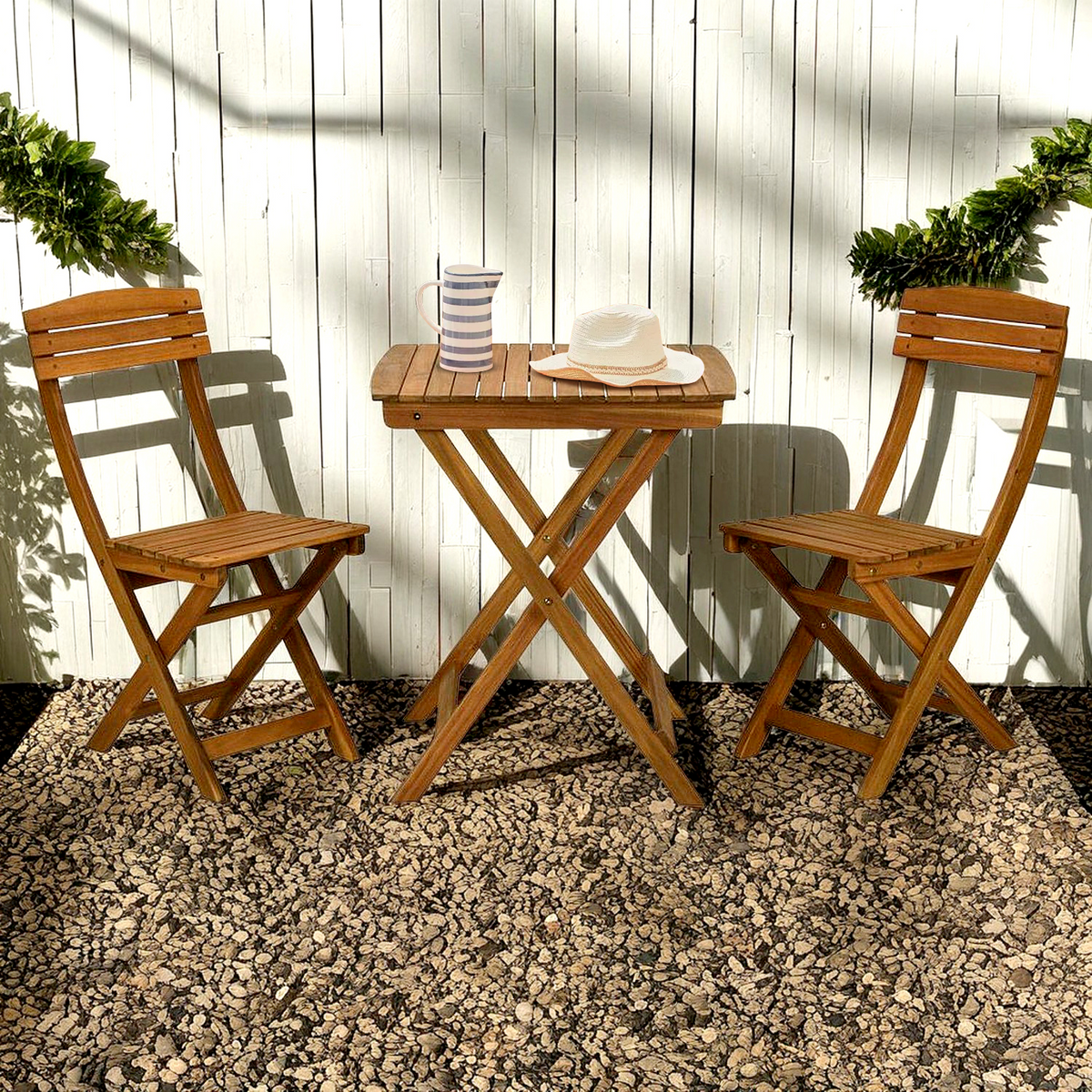 3 Piece Wooden Folding Garden Furniture Bistro Set