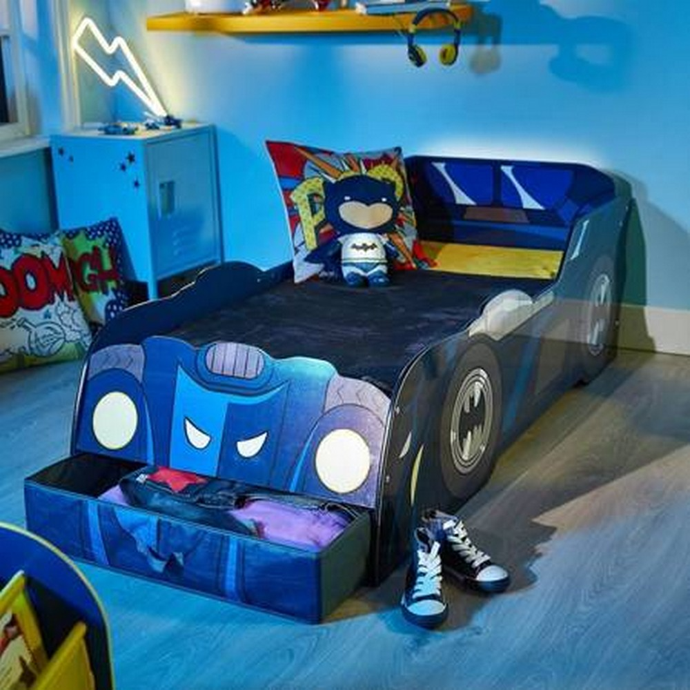 Batman Batmobile Toddler Bed Car with Storage Drawer & LED Light Strip