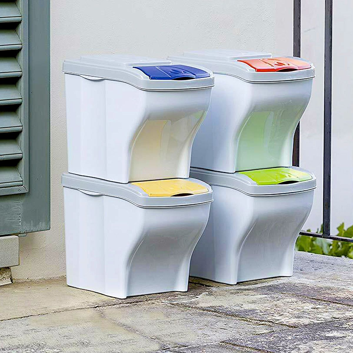 Set of 4 x 20 Litre Stackable Waste Recycling Bins