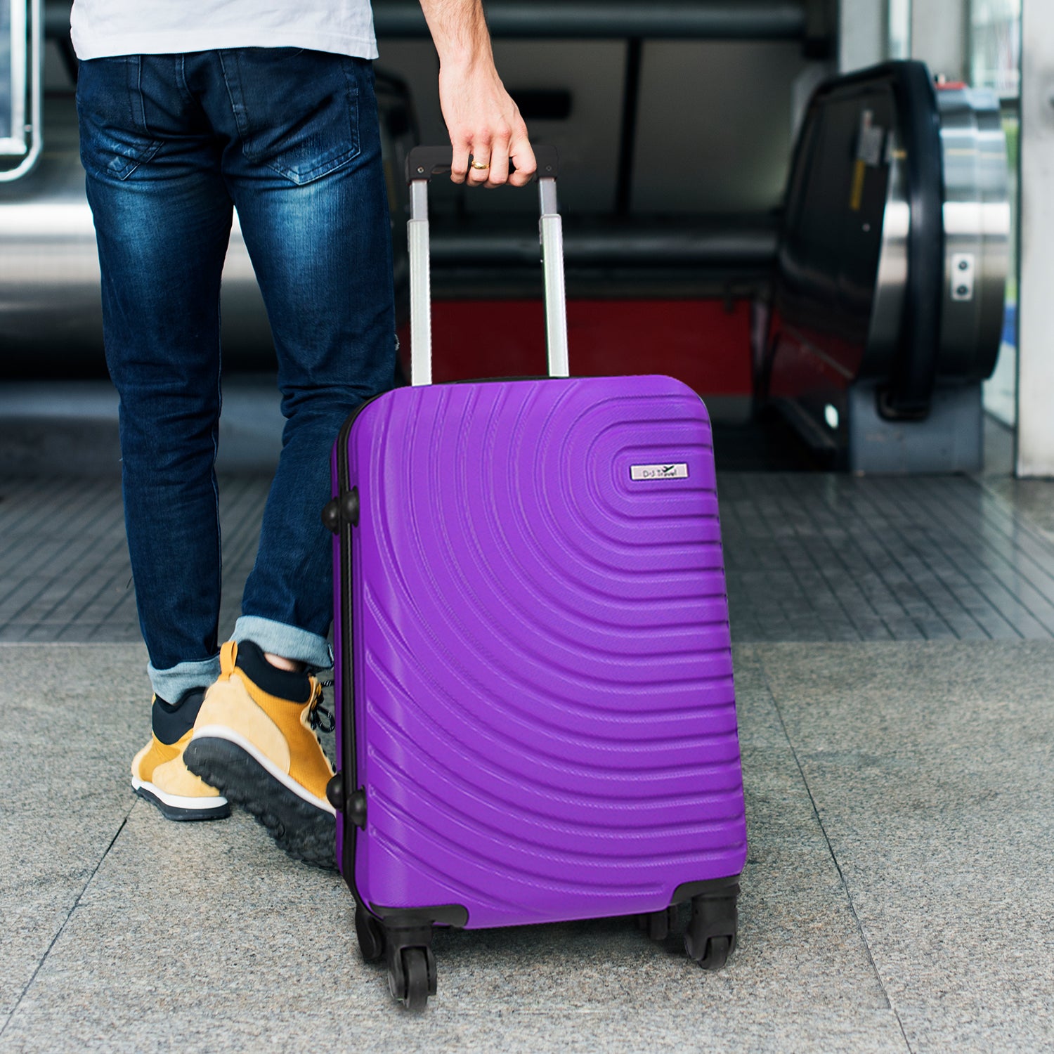 20" Purple 4 Wheel Hard Shell Cabin Size Suitcase