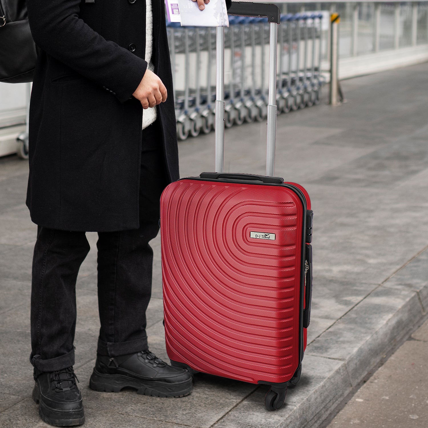 20" Red 4 Wheel Hard Shell Cabin Size Suitcase