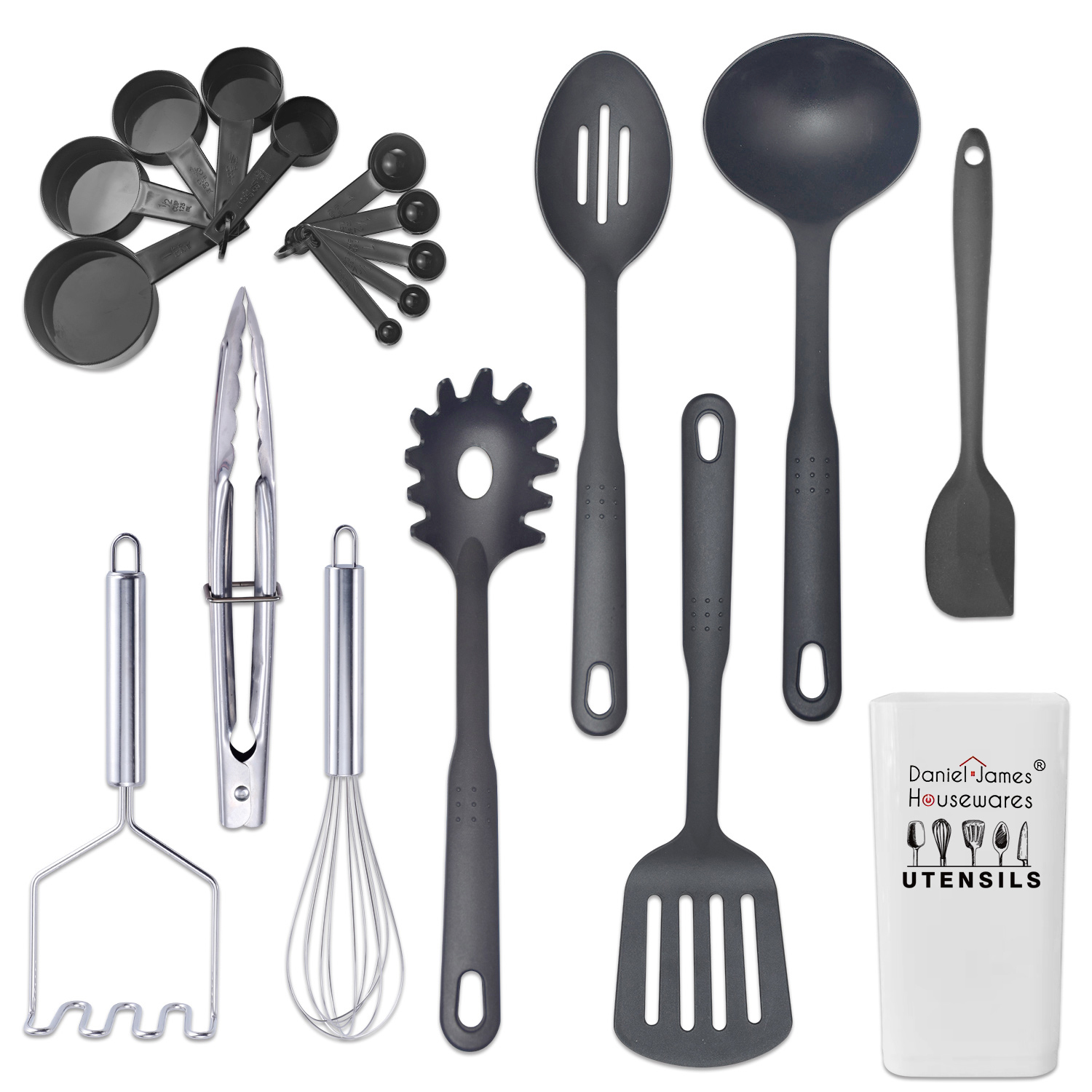 19 Piece Kitchen Utensil Set with Utensil Holder