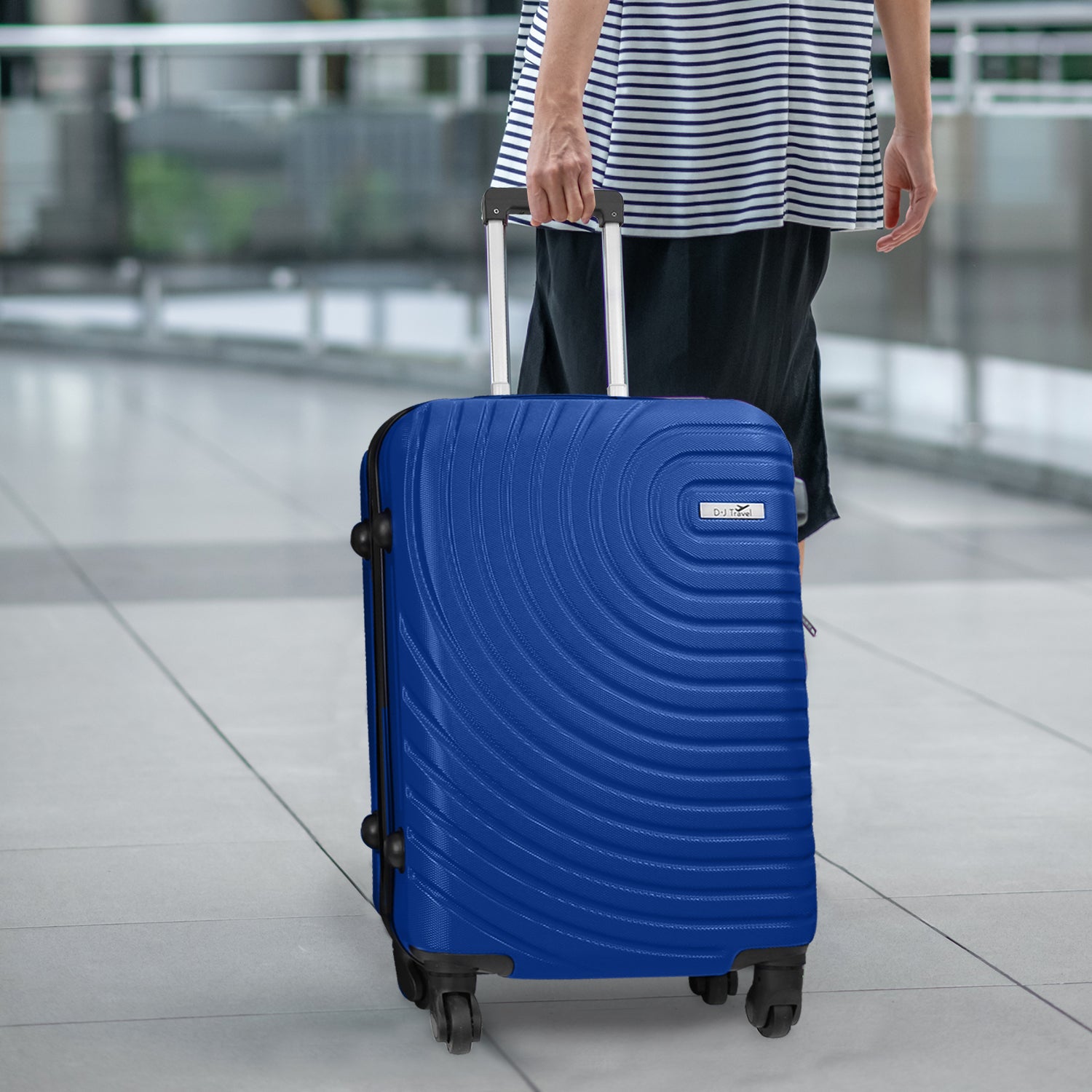 20" Blue 4 Wheel Hard Shell Cabin Size Suitcase