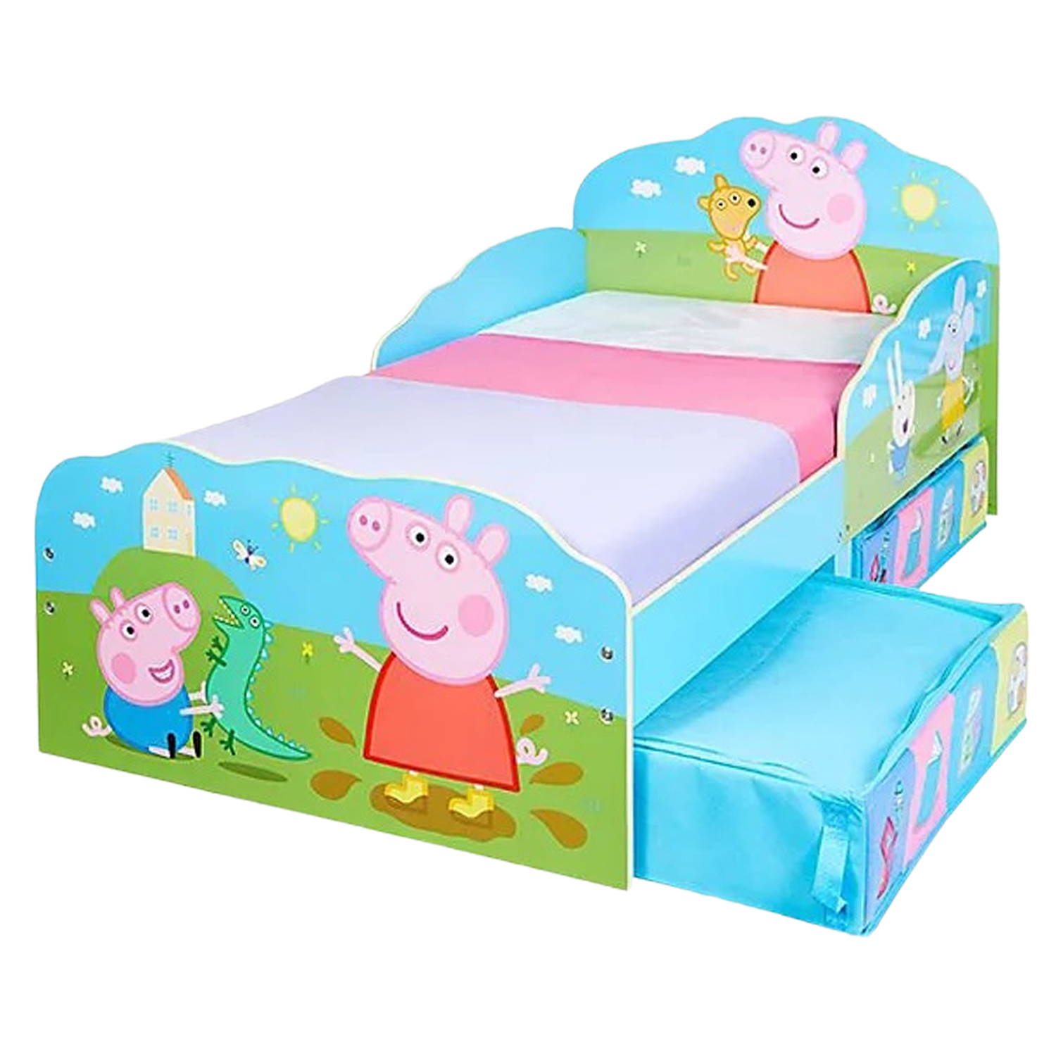 Peppa Pig & George Toddler Bed with Storage Drawers