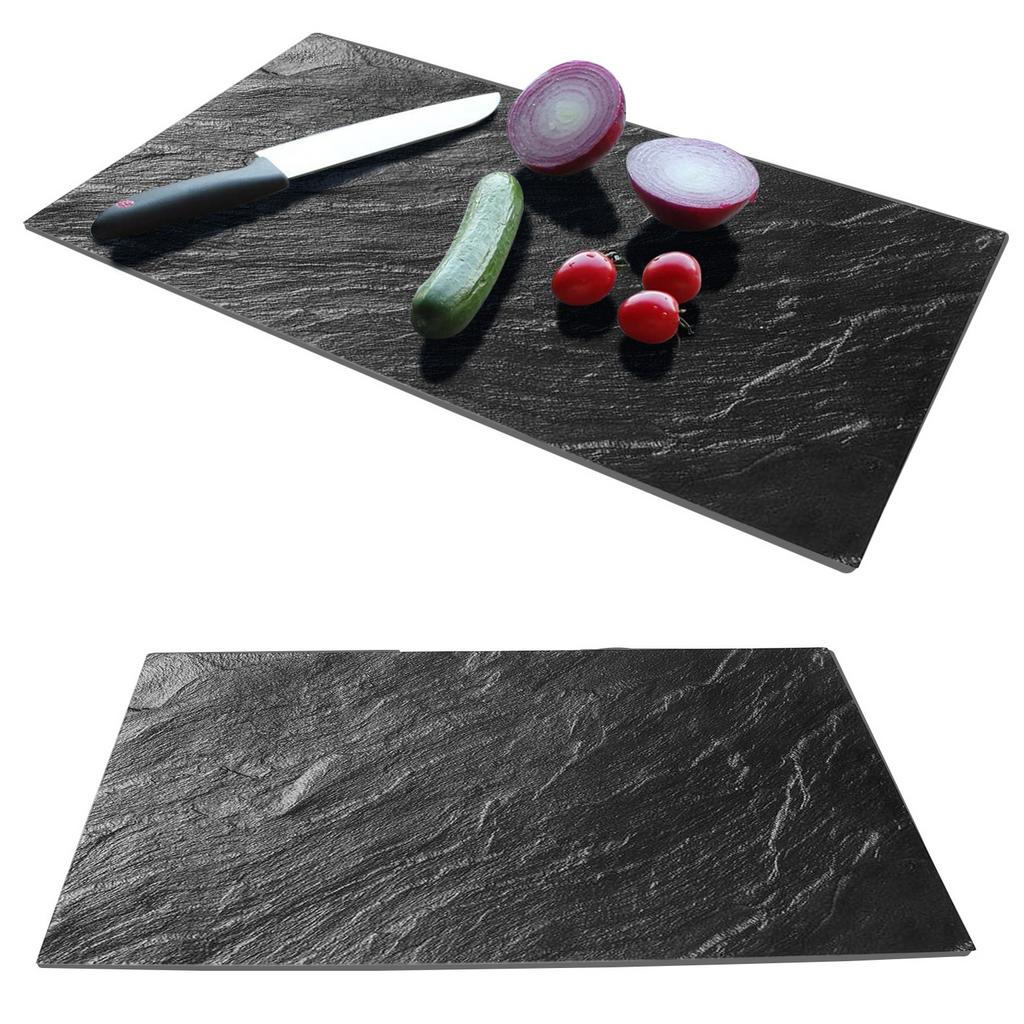 Set of 2 Glass Black Marble Effect Chopping Boards