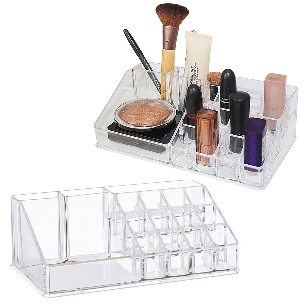 Clear Acrylic Makeup Cosmetic Organiser with 16 Compartments