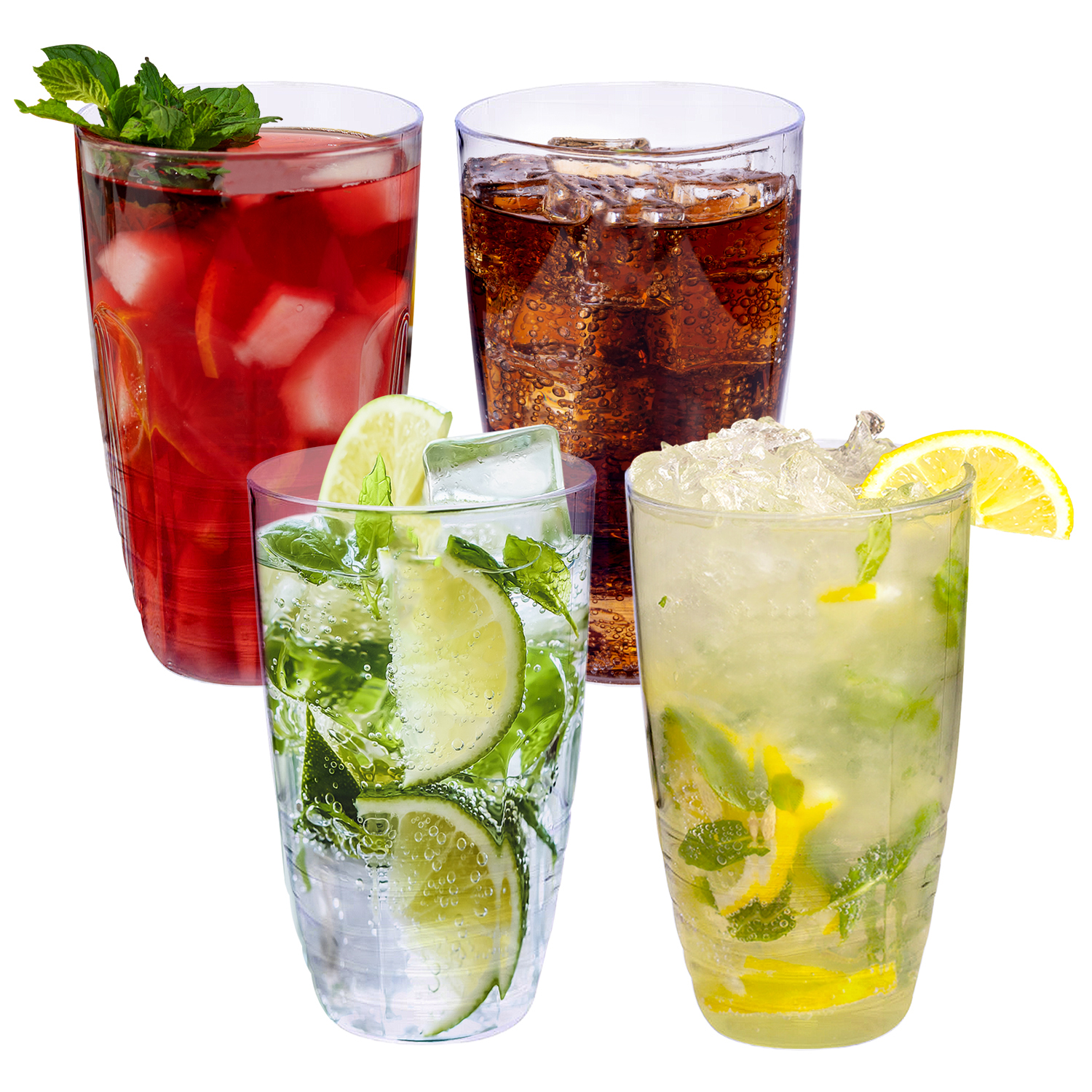 Pack of 4 Clear Swirl Plastic Drinking Tumblers