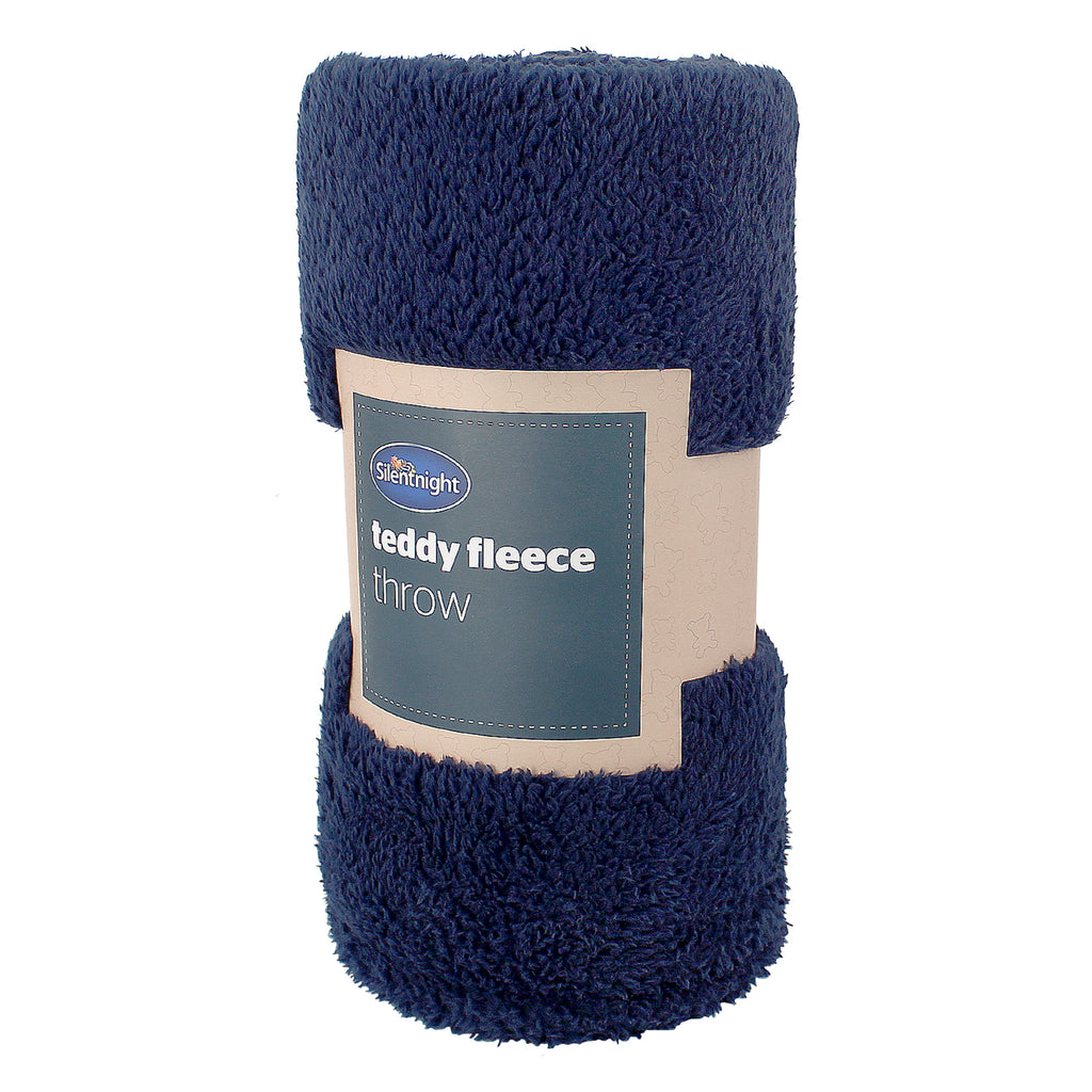 Silentnight Navy Teddy Fleece Throw Blanket