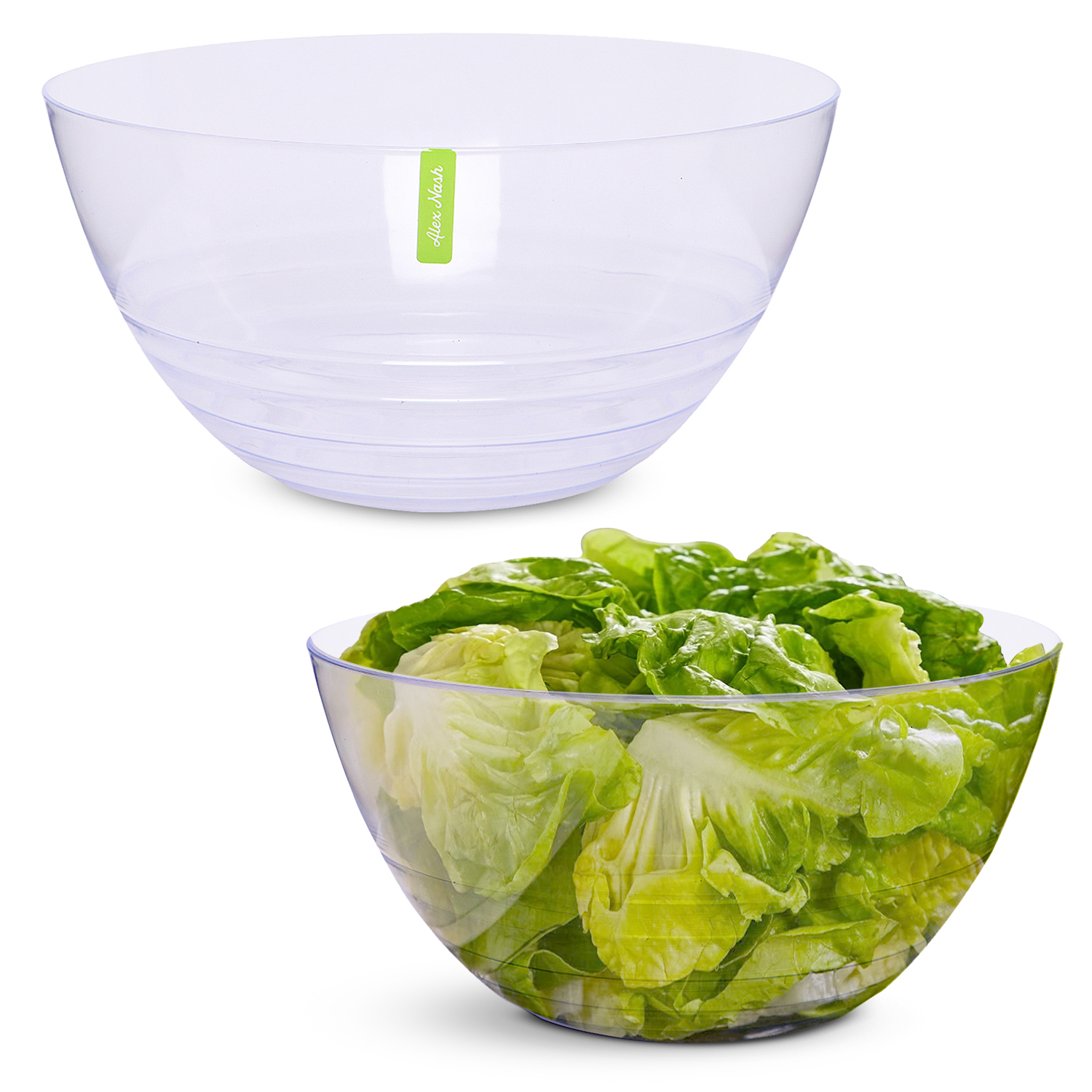 Clear Swirl Plastic Salad Serving Bowl