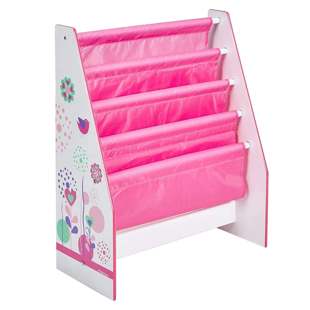 Pink Flowers and Birds Freestanding Sling Bookcase