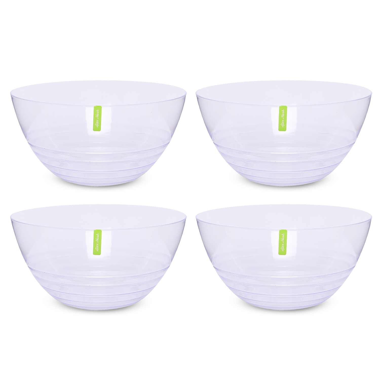 Pack of 4 Clear Swirl Plastic Bowls