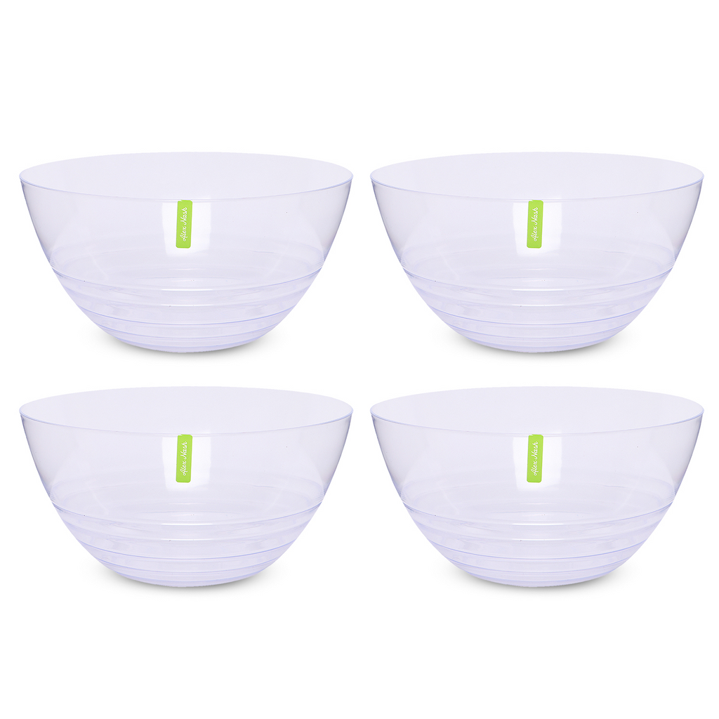 Pack of 4 Clear Swirl Plastic Bowls