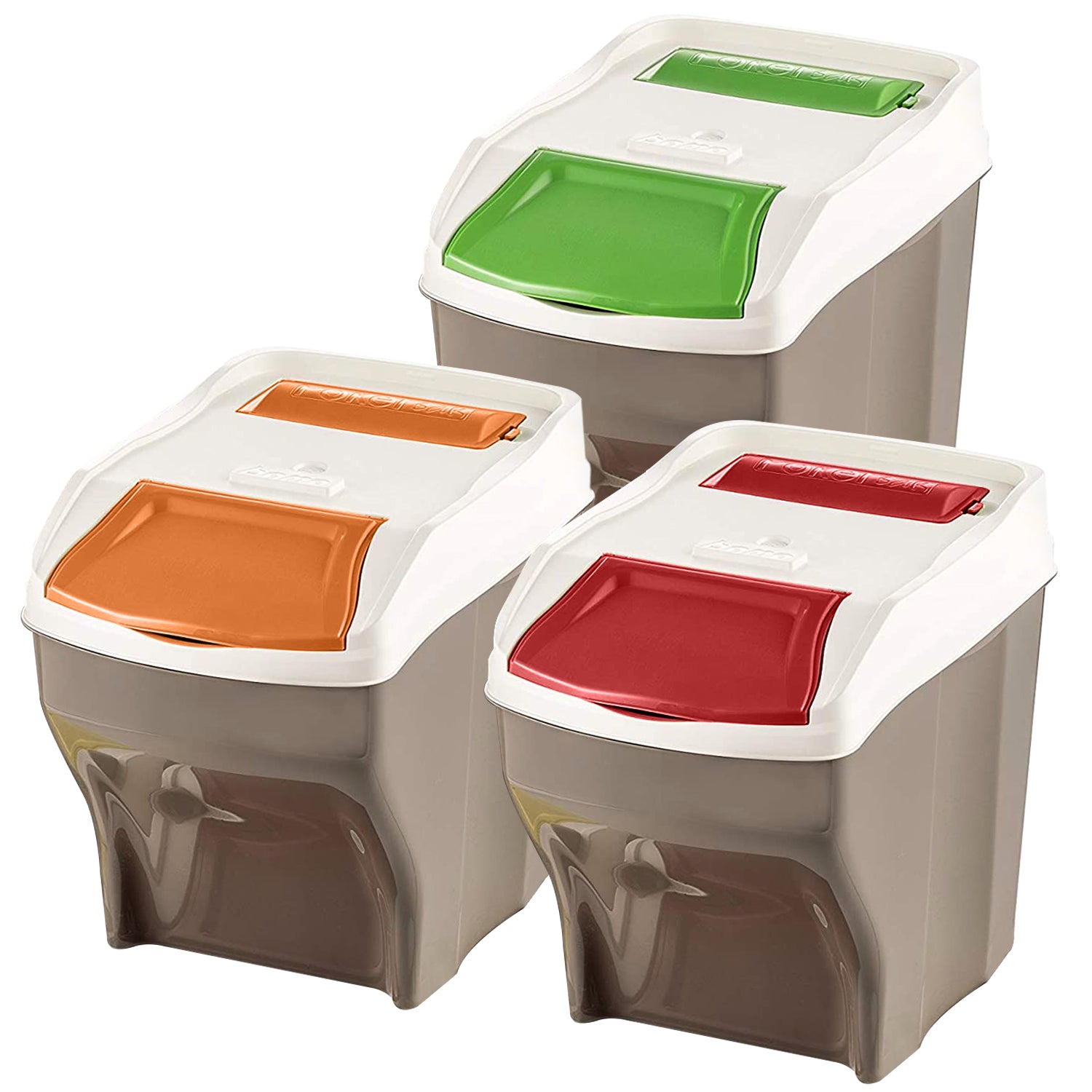 Set of 3 x 27 Litre Stackable Waste Recycling Bins + 20 Free Bin Bags