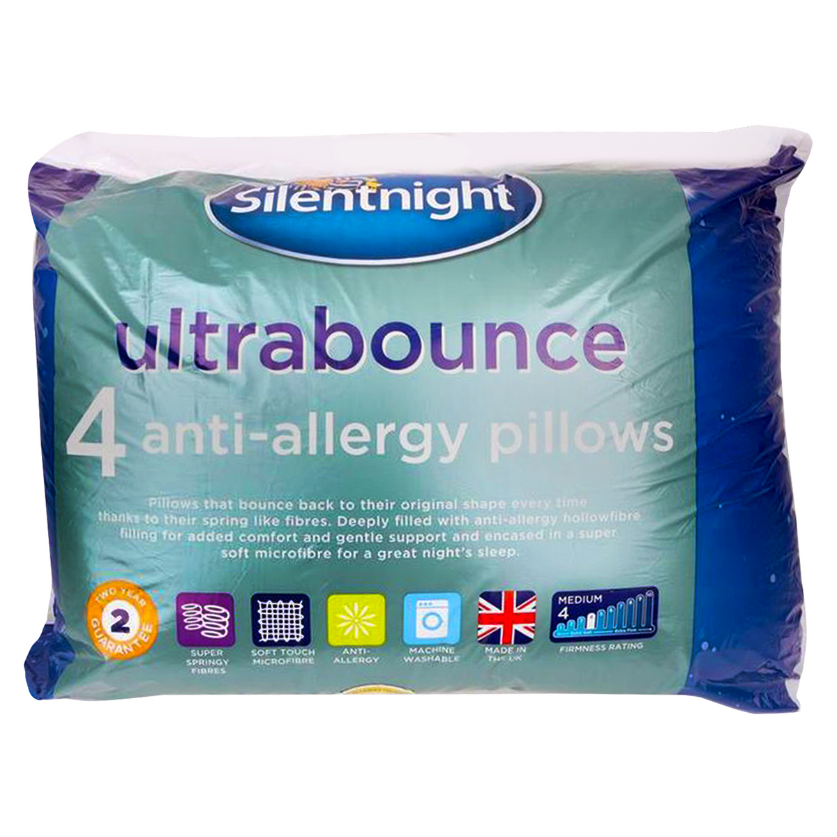 Silentnight Pack of 4 Ultrabounce Anti-Allergy Pillows