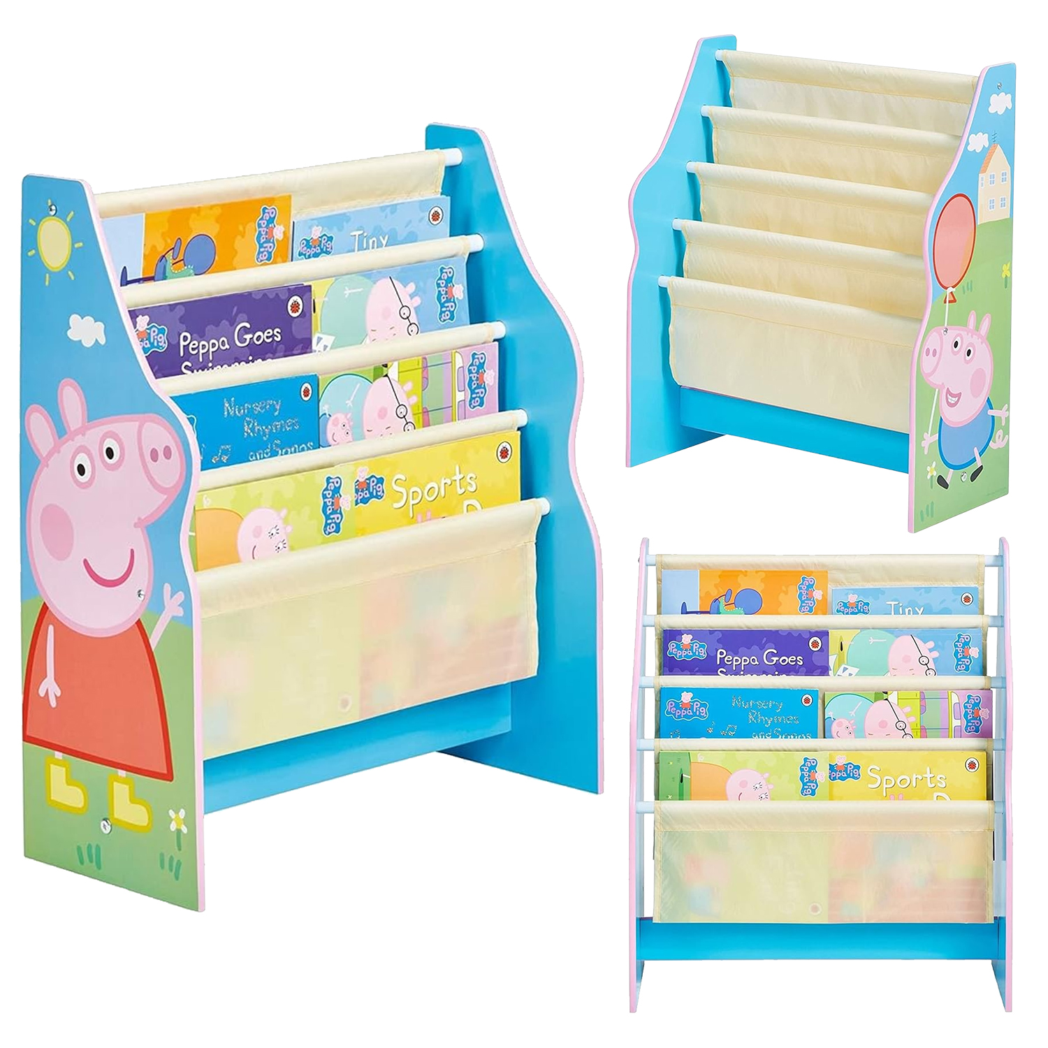 Peppa Pig Sling Bookcase Kids Book Shelf