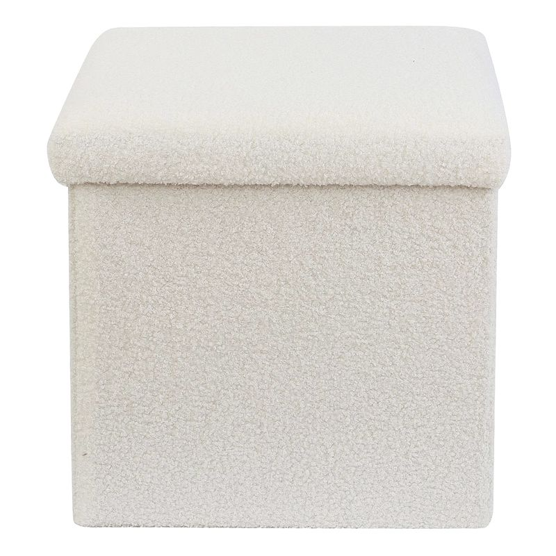 White Teddy Boucle Storage Footstool