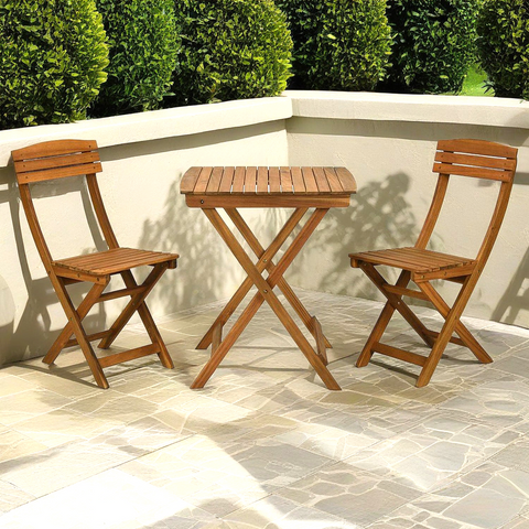 3 Piece Wooden Folding Garden Furniture Bistro Set