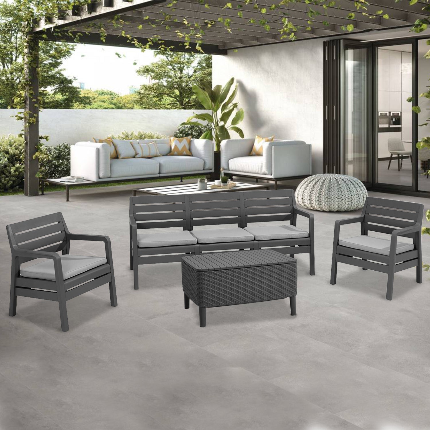 Keter Delano 5 Seater Grey Outdoor Furniture Set